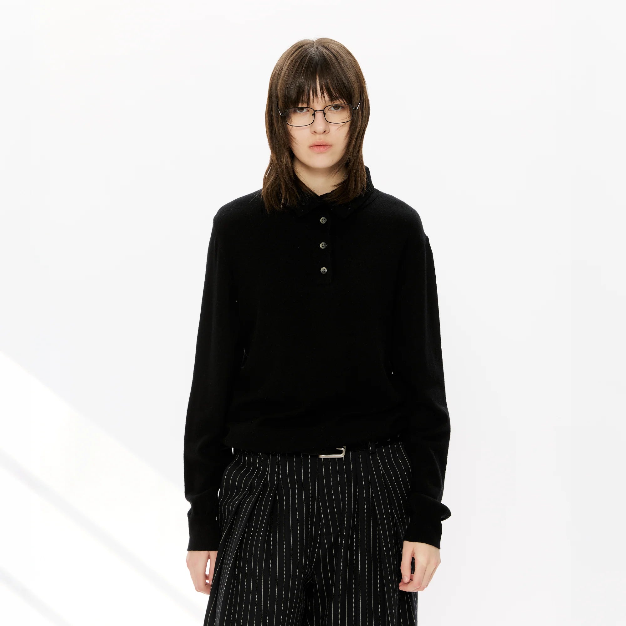 KREATE Double-Collar Wool-Blend Knit Polo
