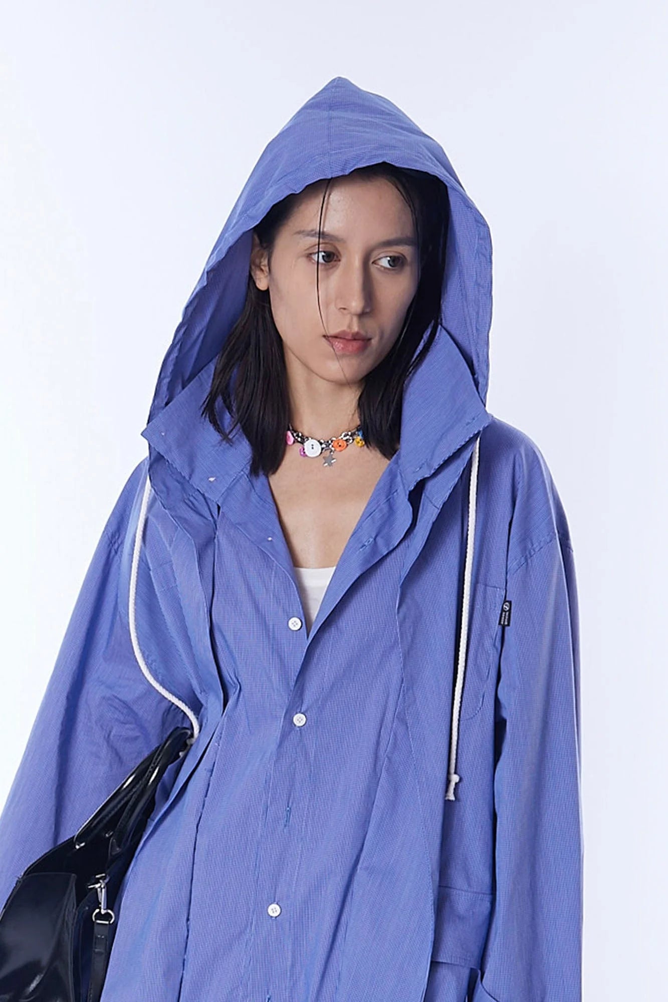 ASSEEN Deconstructed Layered Placket Oversized Hood Shirt