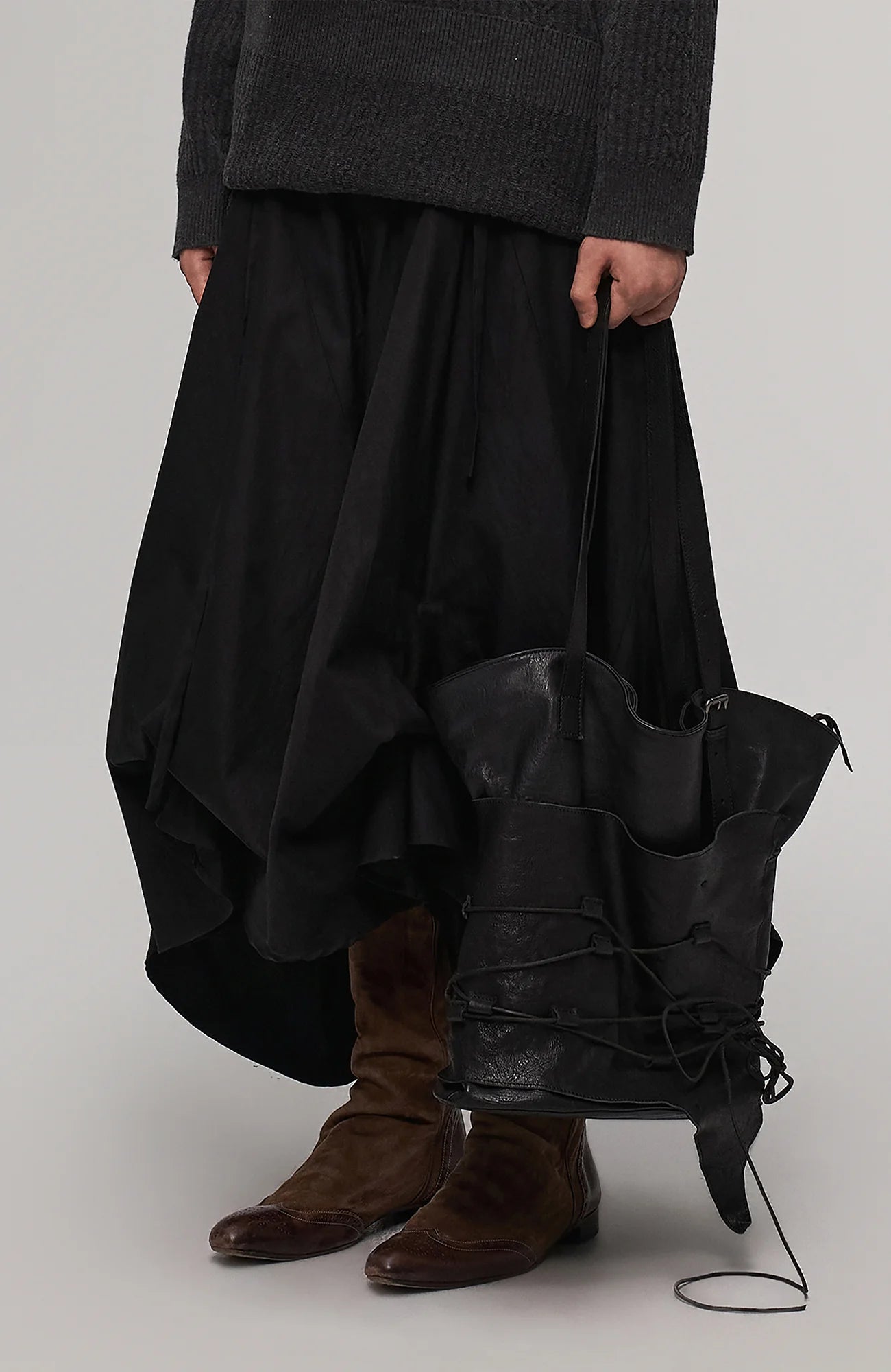 ILNya Nieternite Nifutur Lace-Cord Panel Washed Horsehide Tote