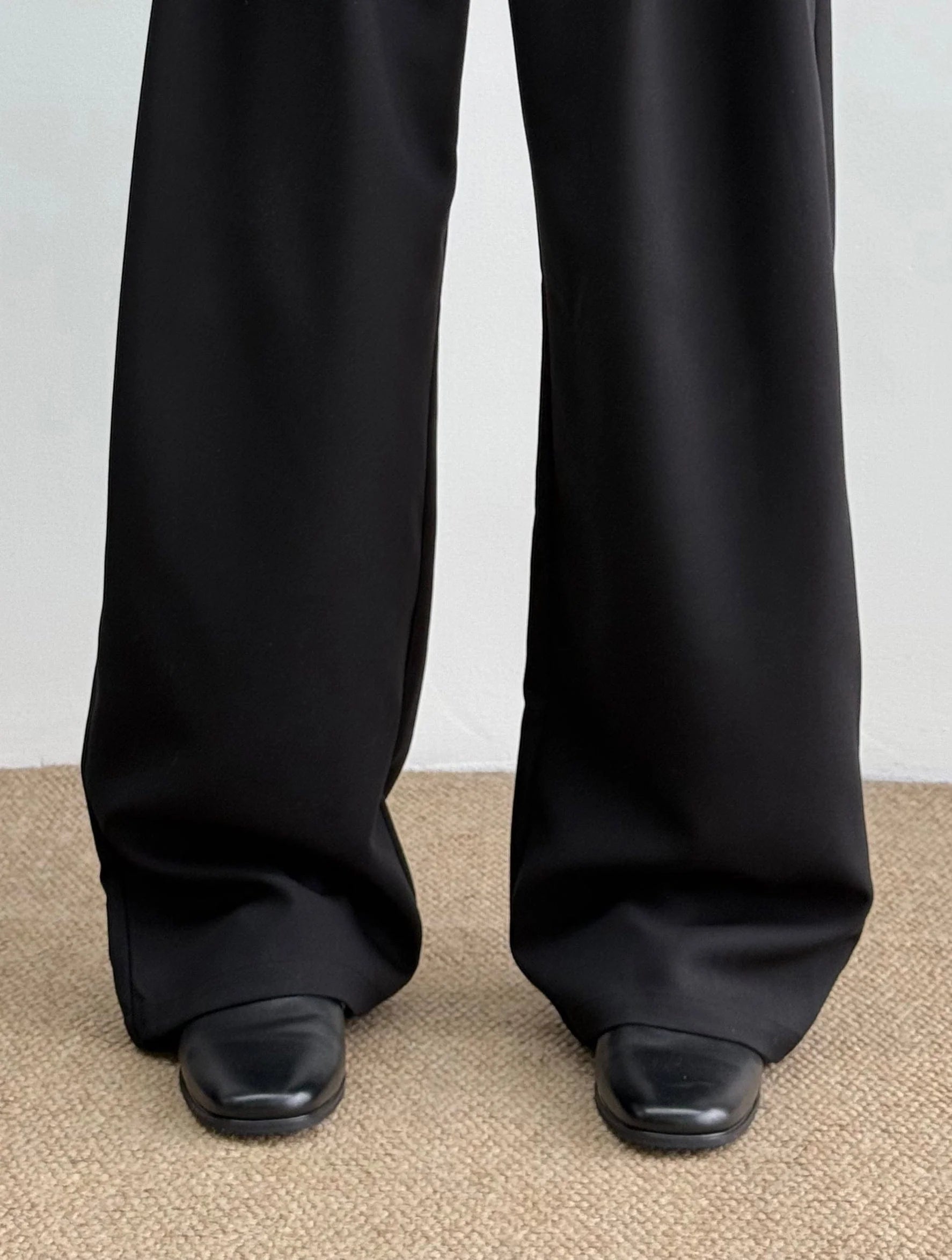 KREATE Inverted Pleats Asymmetric Waist Wide-Leg Trousers