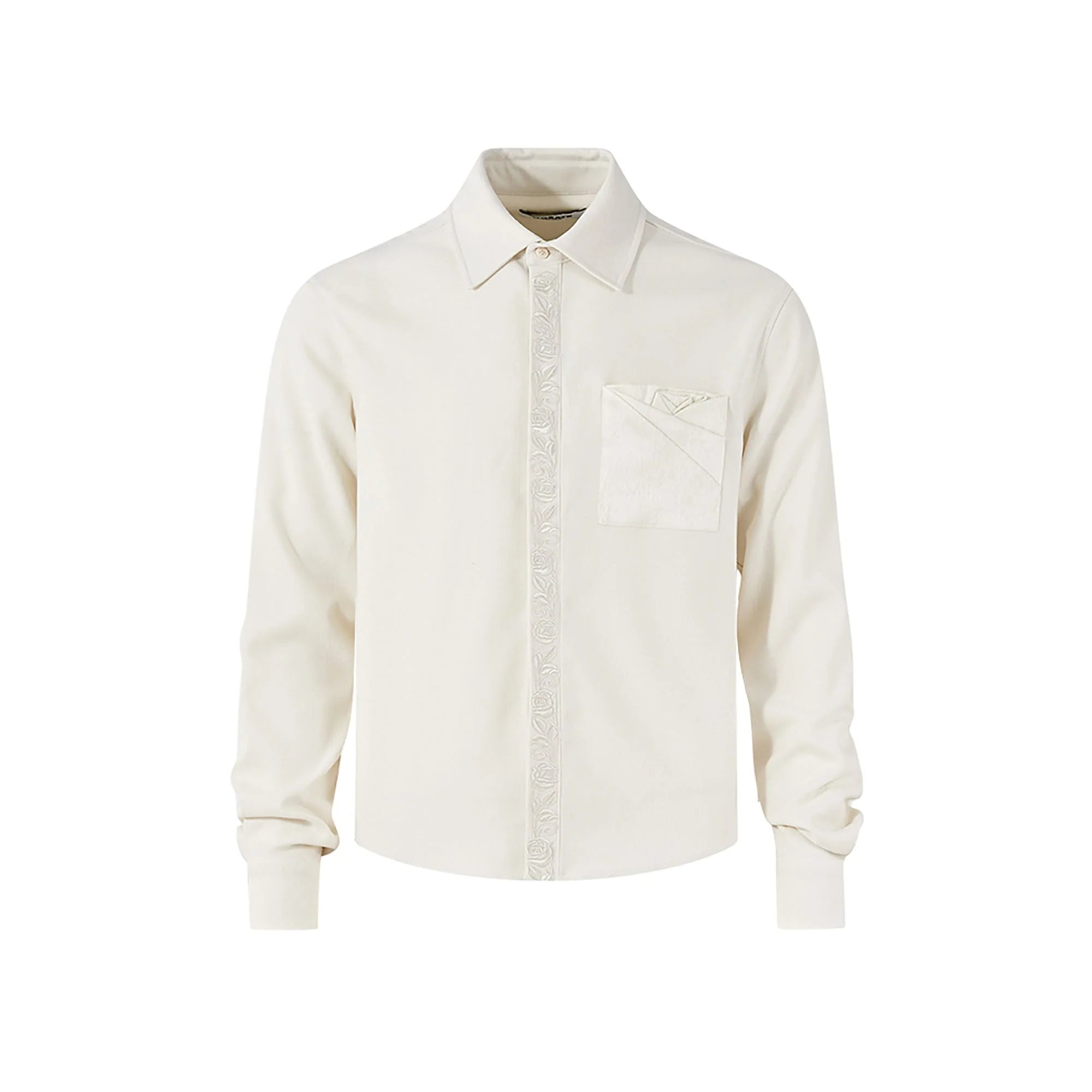KREATE Floral Jacquard Trim Pocket Shirt