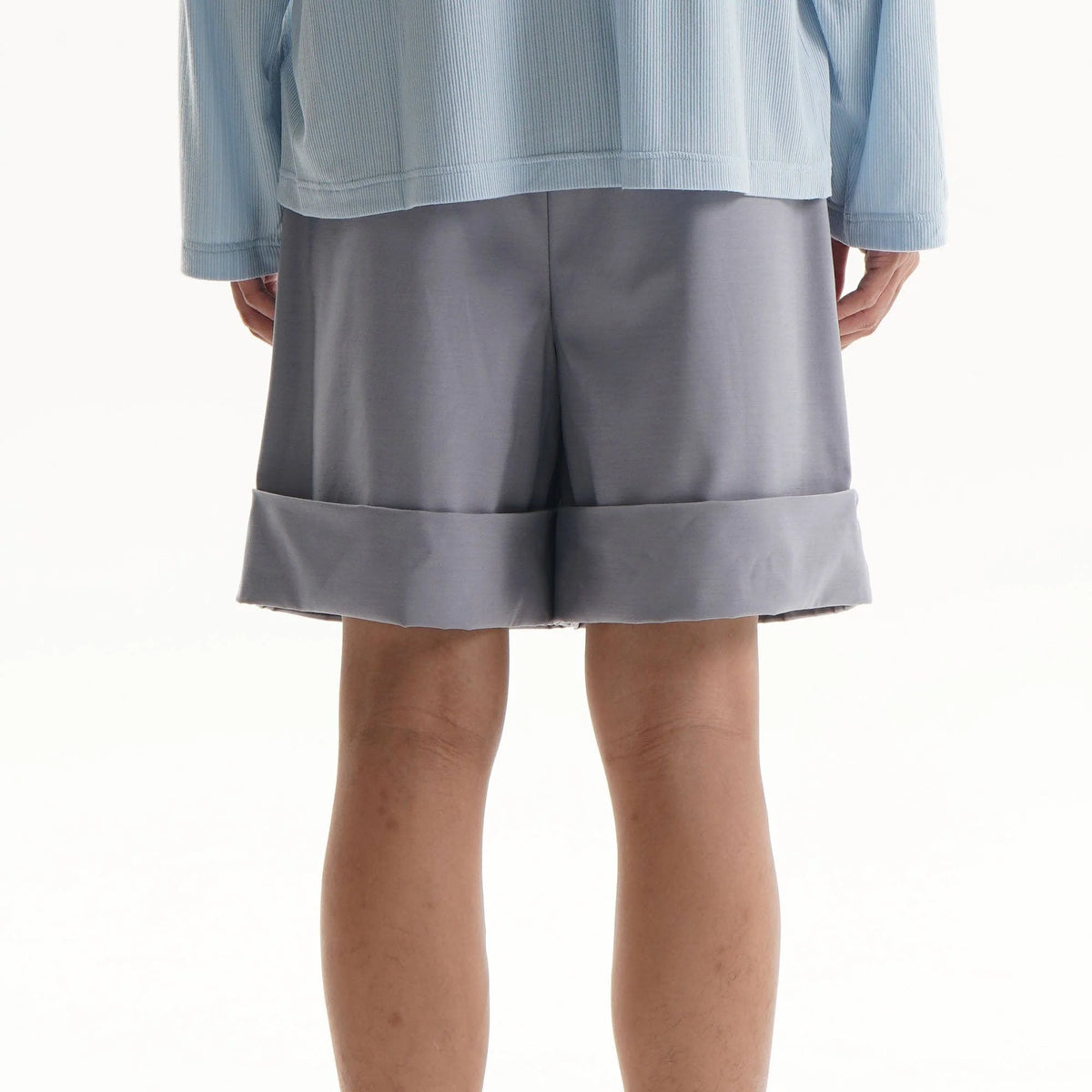 ORAL UTOPIA Essential Pleated Acetate Cuffed Shorts
