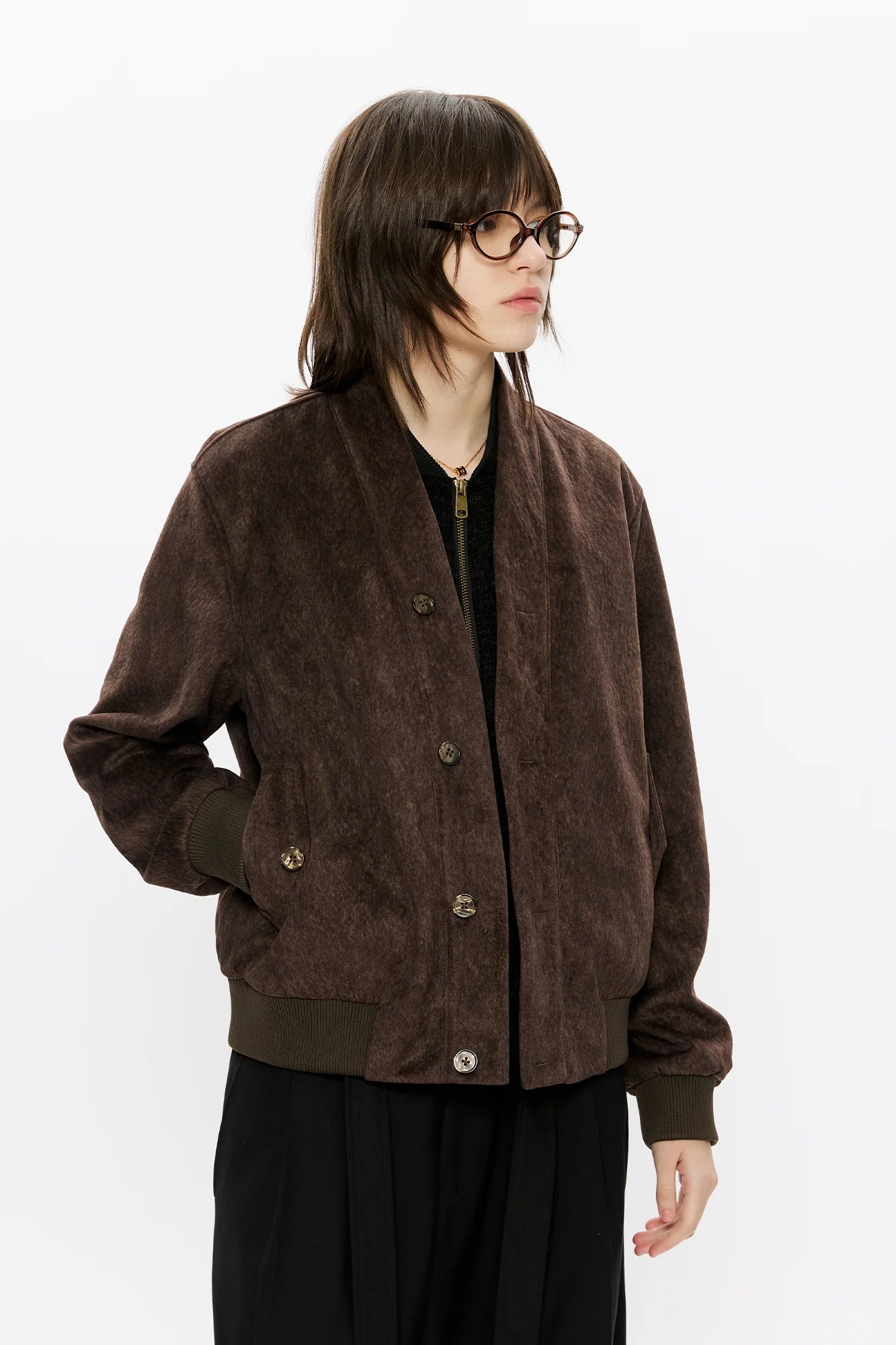 KREATE Faux Layered-Look V-Neck Jacket