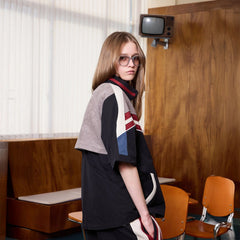 ERROR CODE ROBOT Diagonal Stripe Suede Track Half Jacket