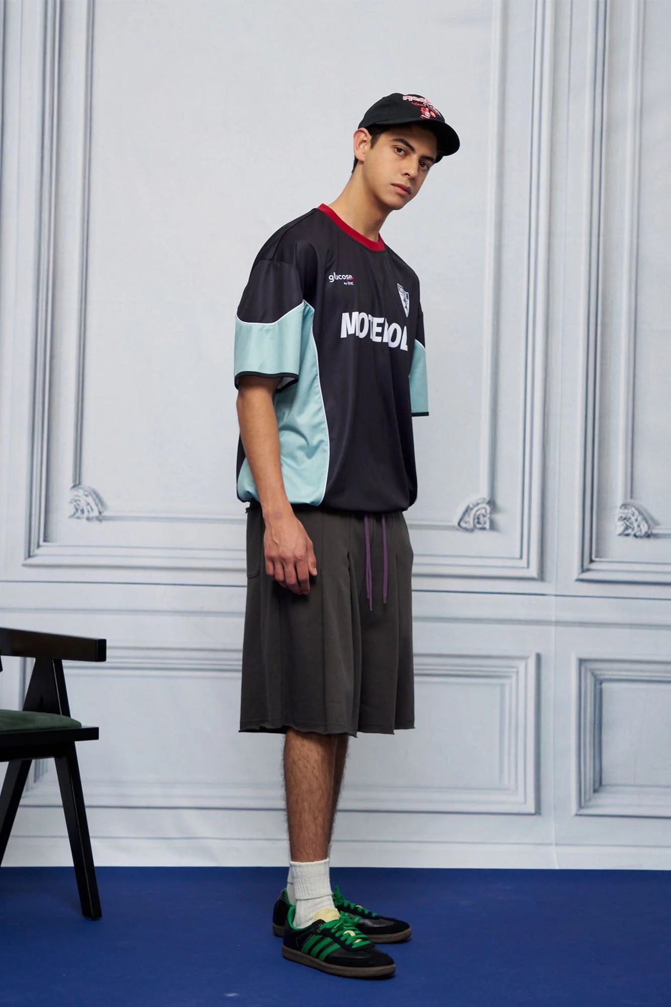UNLIMITED MOTE x glucose by RMK Contrast Spliced Drawstring Hem Jersey