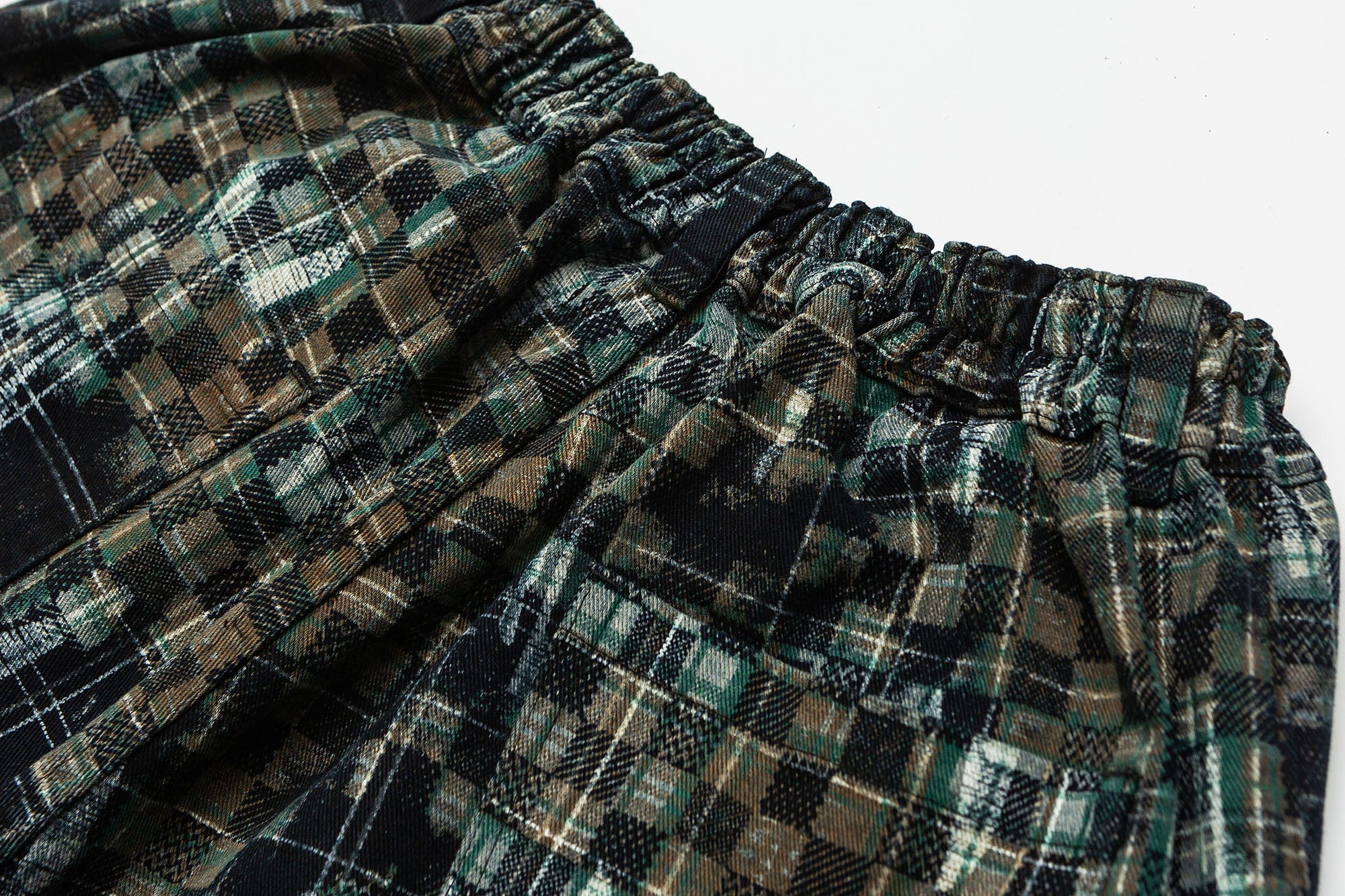 ME DA IGUAL Tie-Dye Washed Camo Checks Elastic Pants