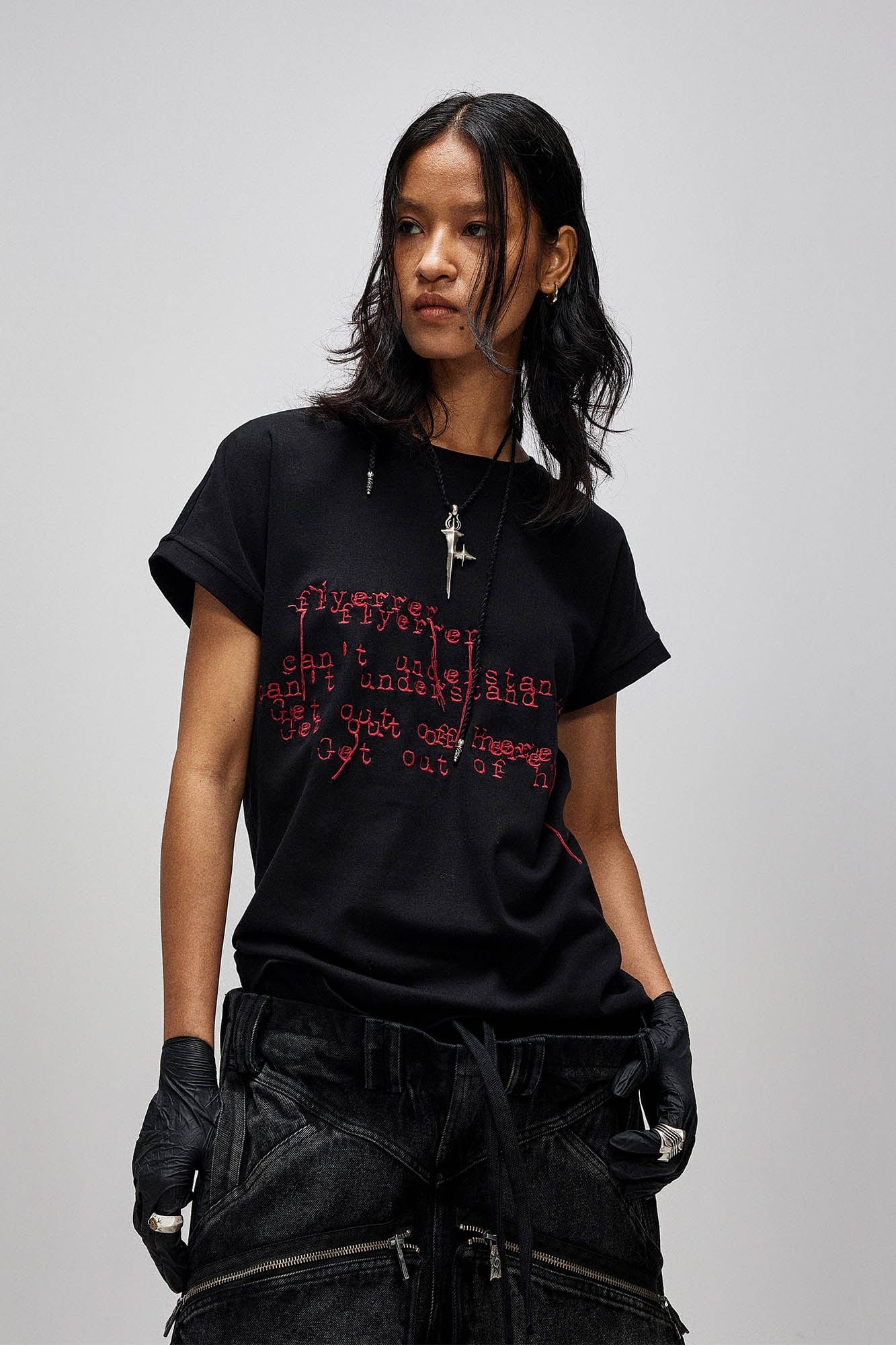 FLYERRER Distorted Lettering Graphic T-Shirt
