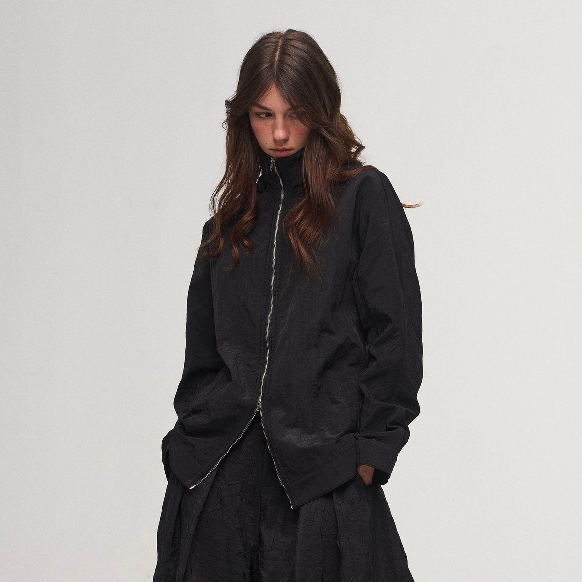 ILNya Nieternite Nifutur Crinkled Hooded Dual-Zipper Jacket
