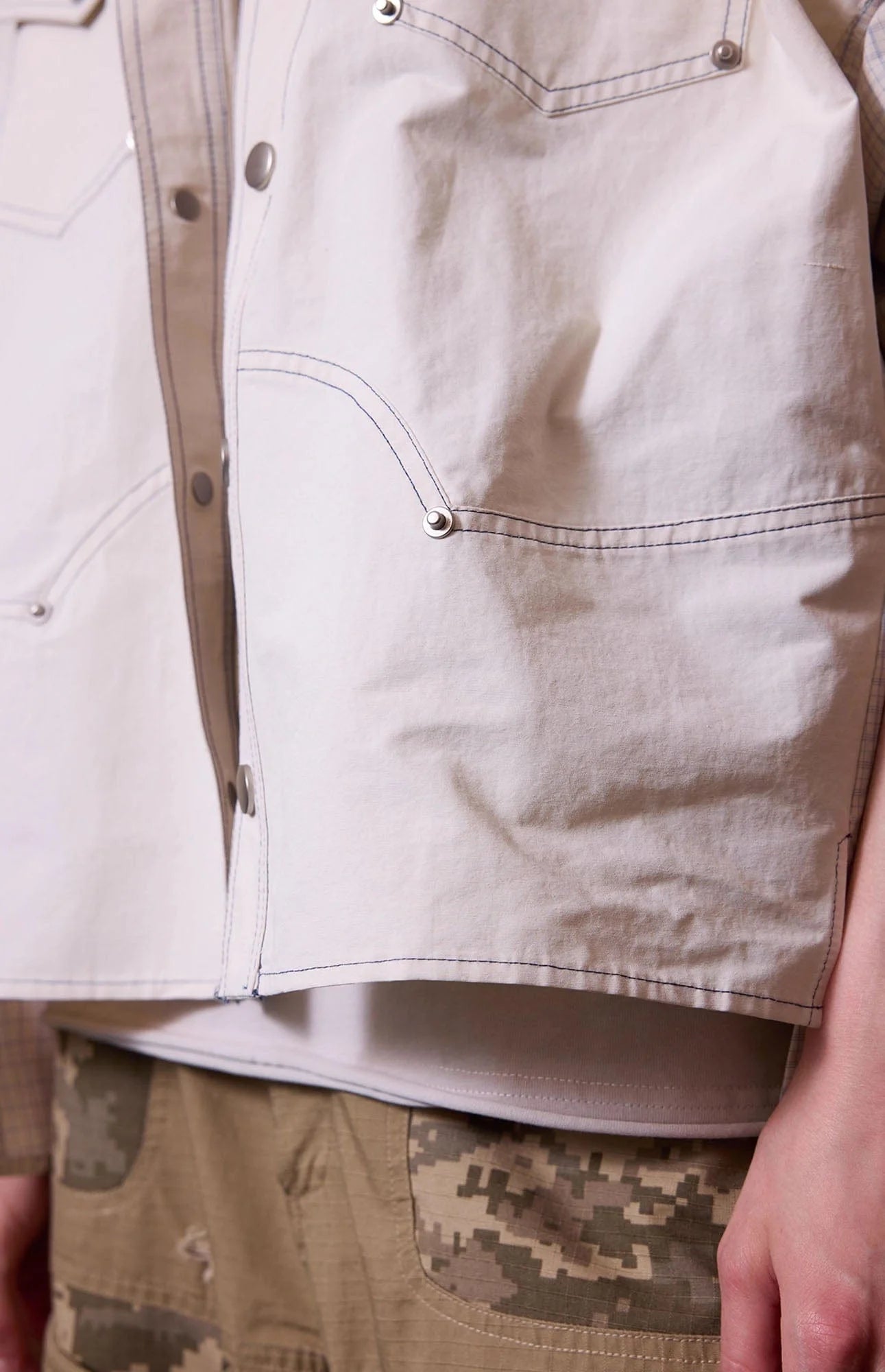 ERROR CODE ROBOT Multi-Studded Faux-Layer Short Sleeve Half Shirt