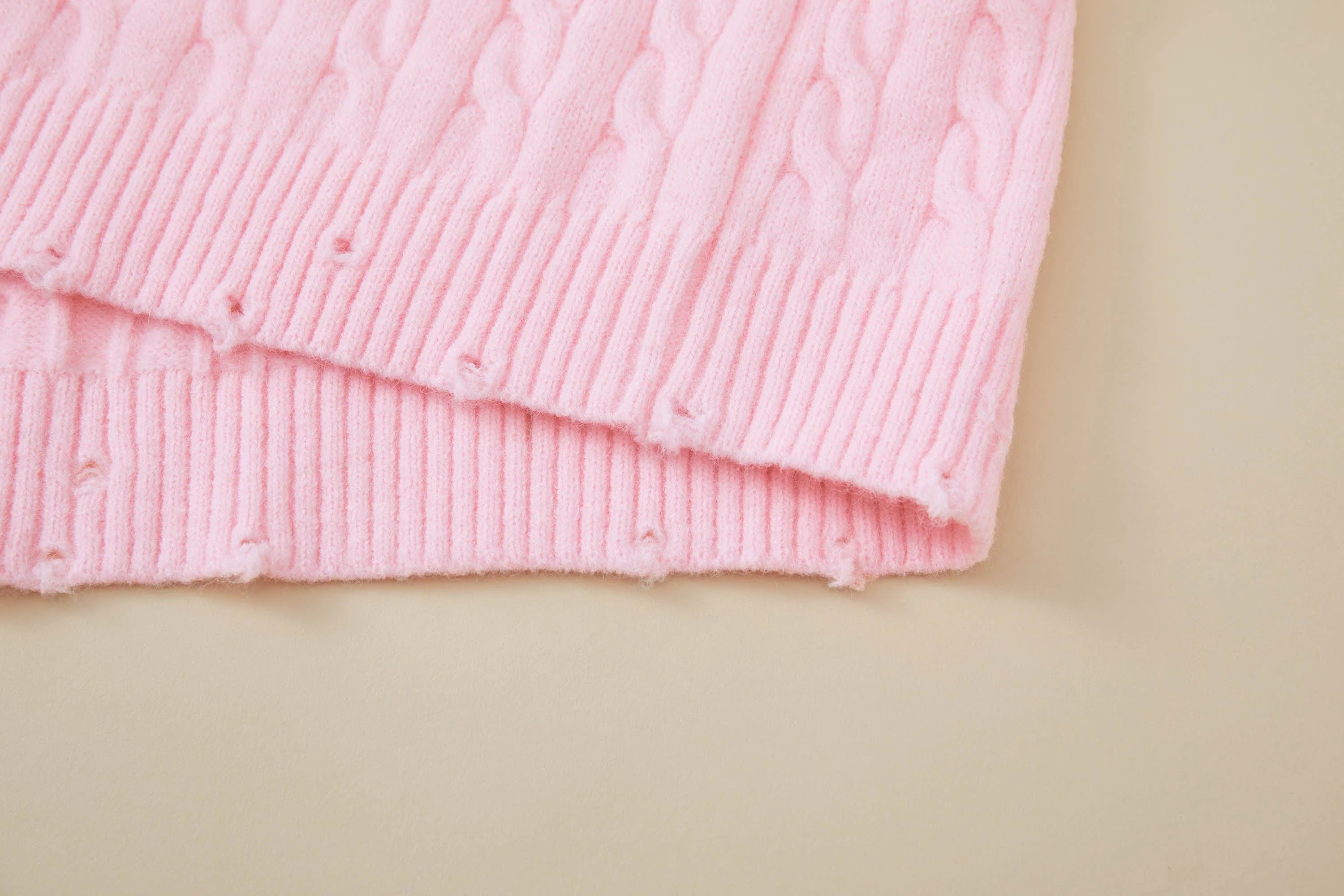 OPICLOTH Cable-Knit V-Neck Button-Up Cardigan