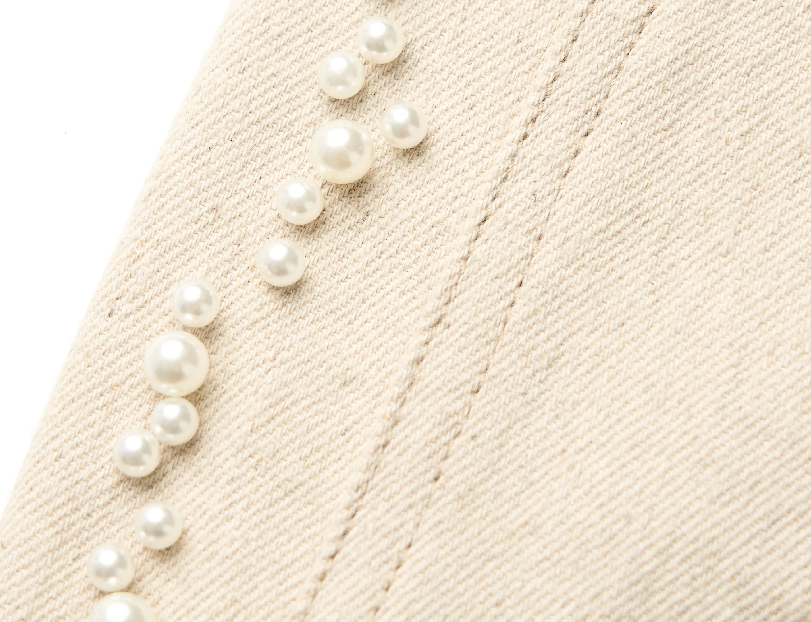 STEEPC Pearl Embellished Linen-Blend Wide-Leg Trousers