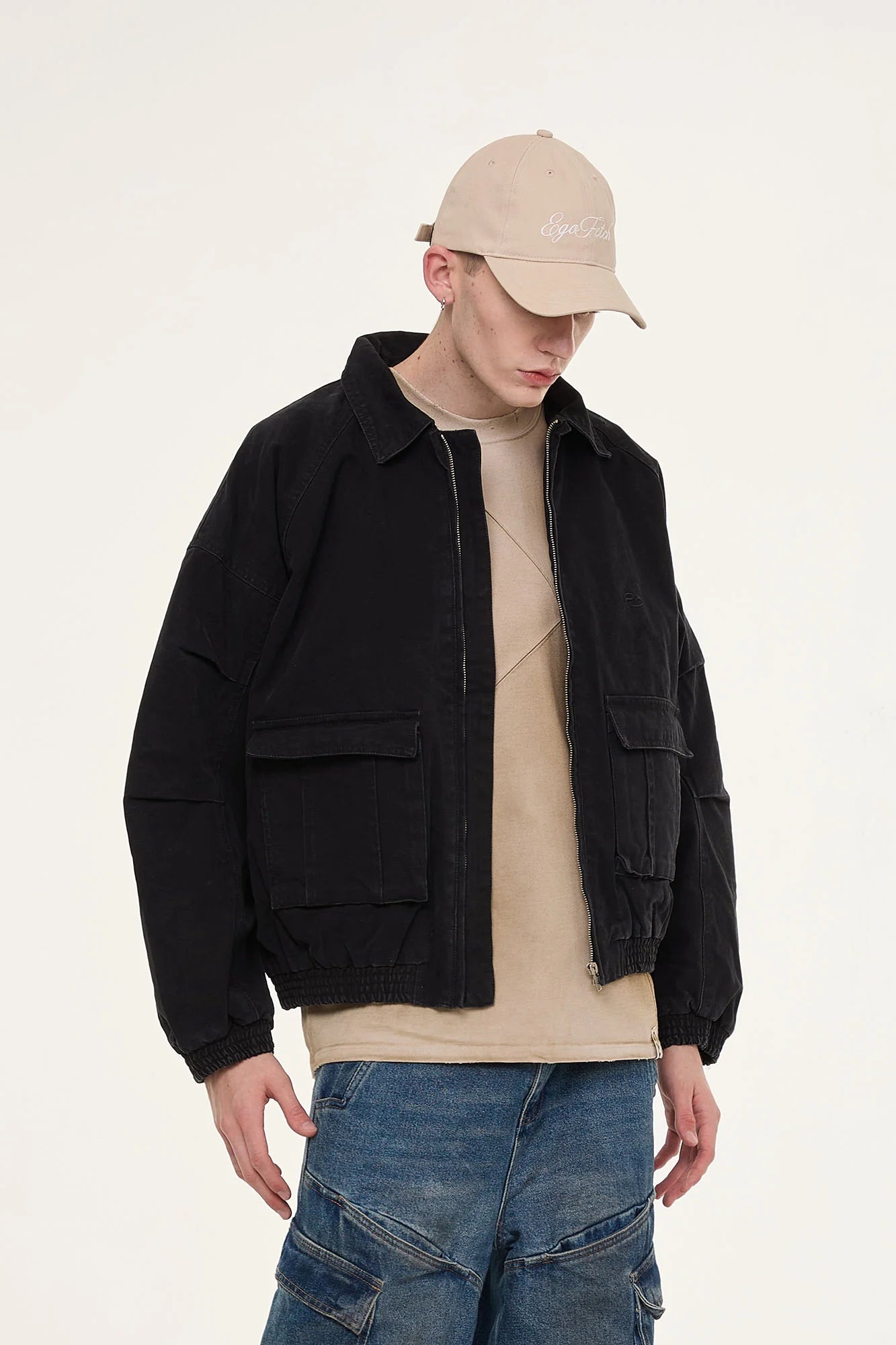 EGOFETCH Washed Utility Oversized Jacket