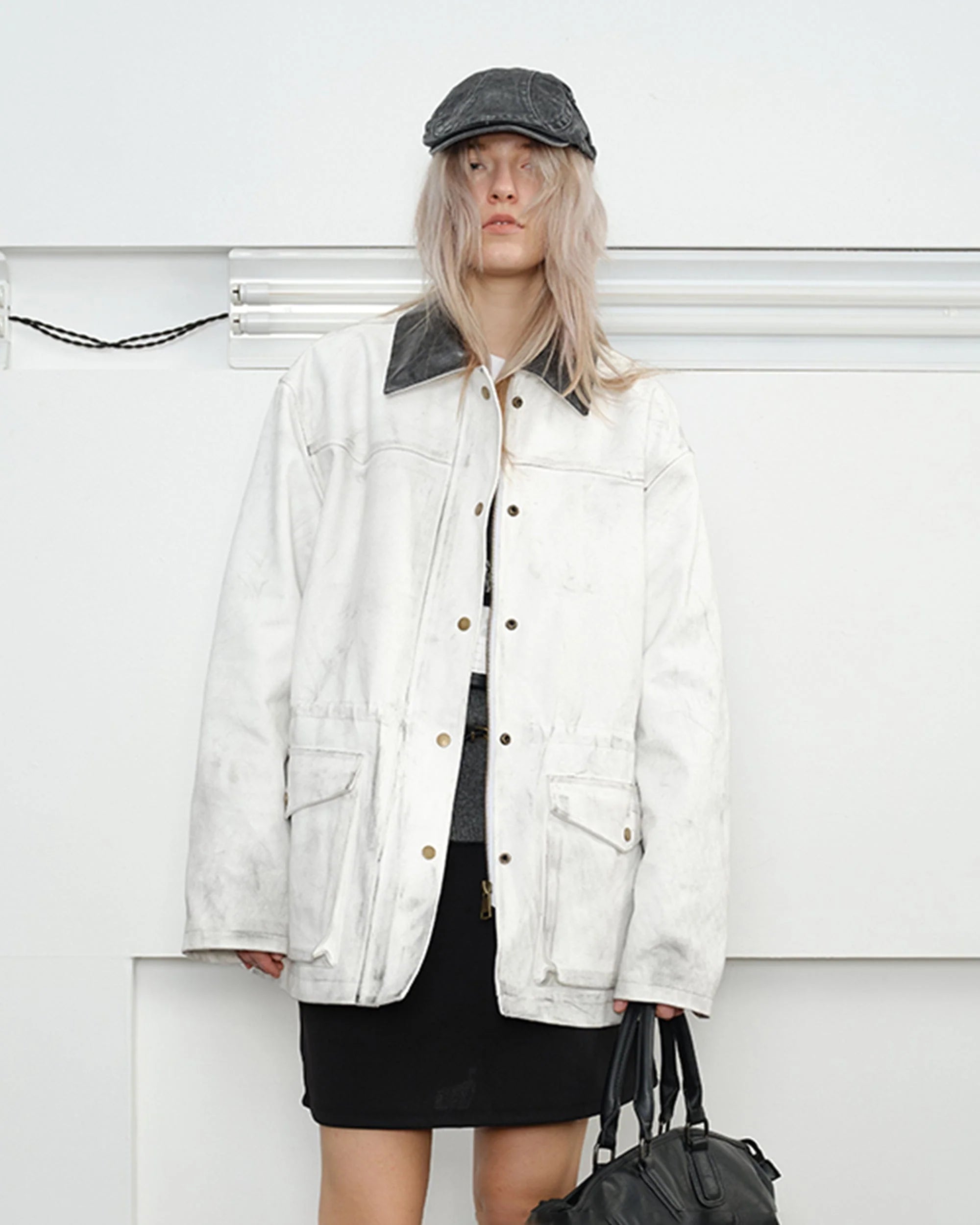 KREATE Aged Canvas Spliced Big-Pocket Jacket