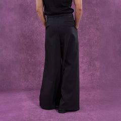 CLP Striped Pleated Wide-Leg Trousers