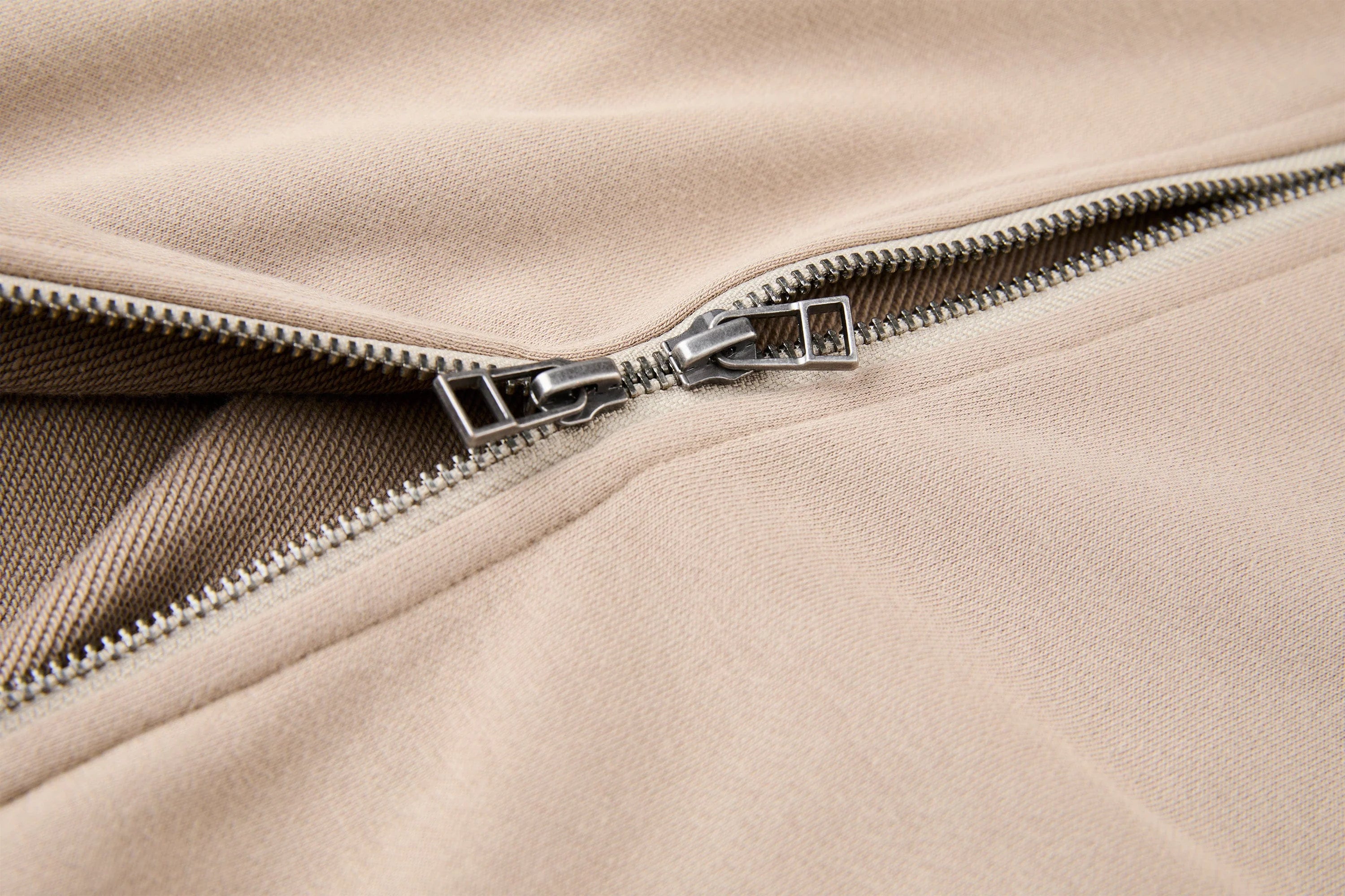 ORGANIC EMOTION Curved Panel Drawstring-Hem Zip-Up Hoodie