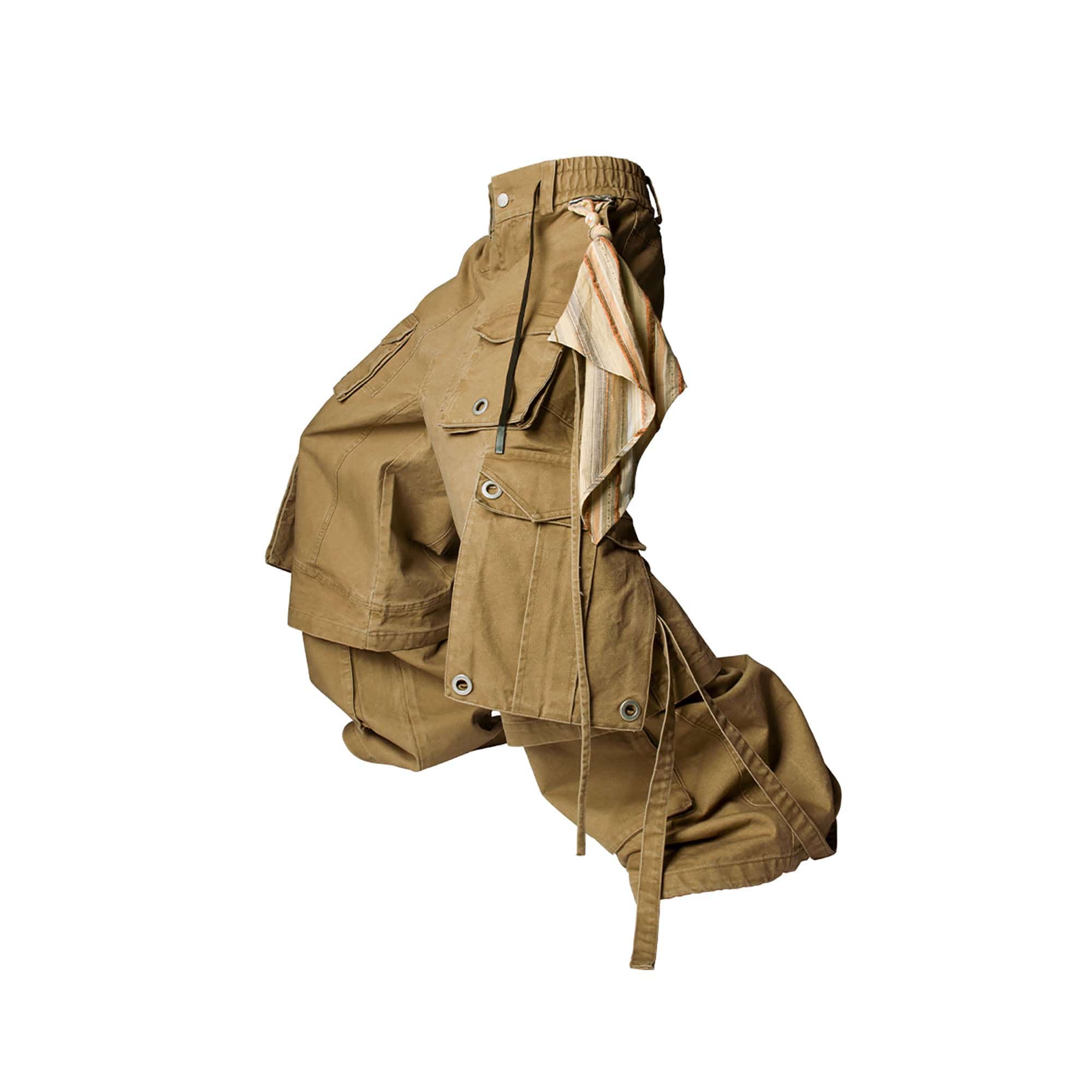 RELABEL Multi-Pocket Detachable Scarf Distressed Cargo Brown