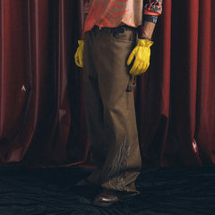 TRECLUB Waxed Flame Embroidery Jeans