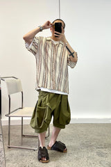 ME DA IGUAL Geometric Ripple Crochet Half Shirt