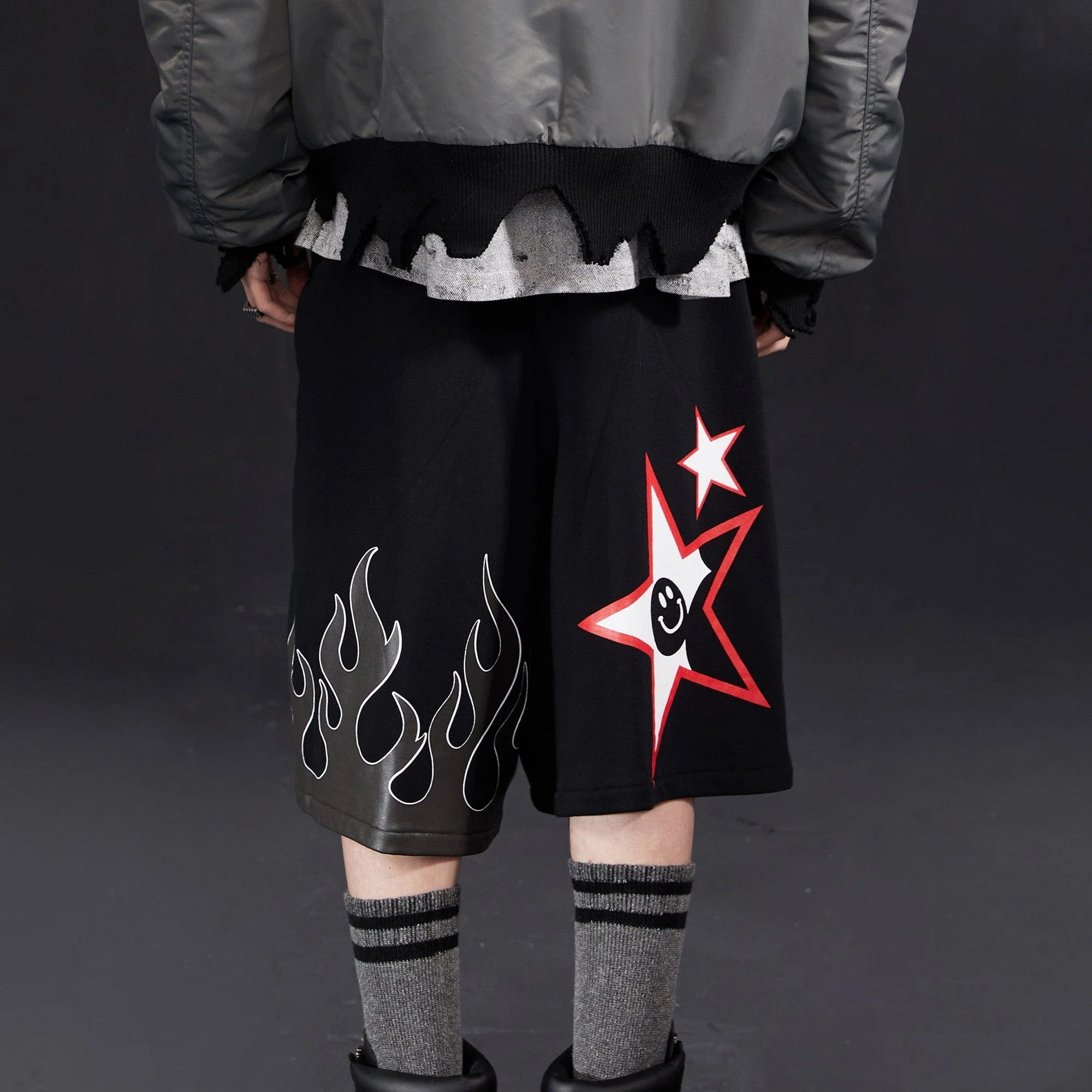 VENTUREK Graffiti Flame Graphic Drawstring Shorts