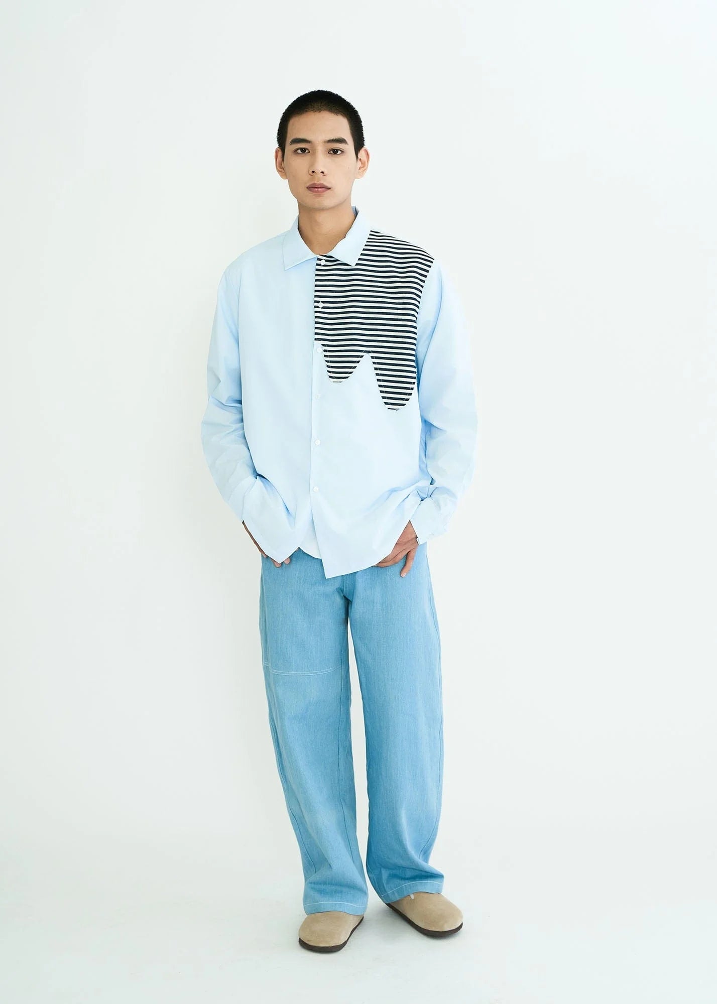 WIID Stripes Asymmetrical Patch Shirt
