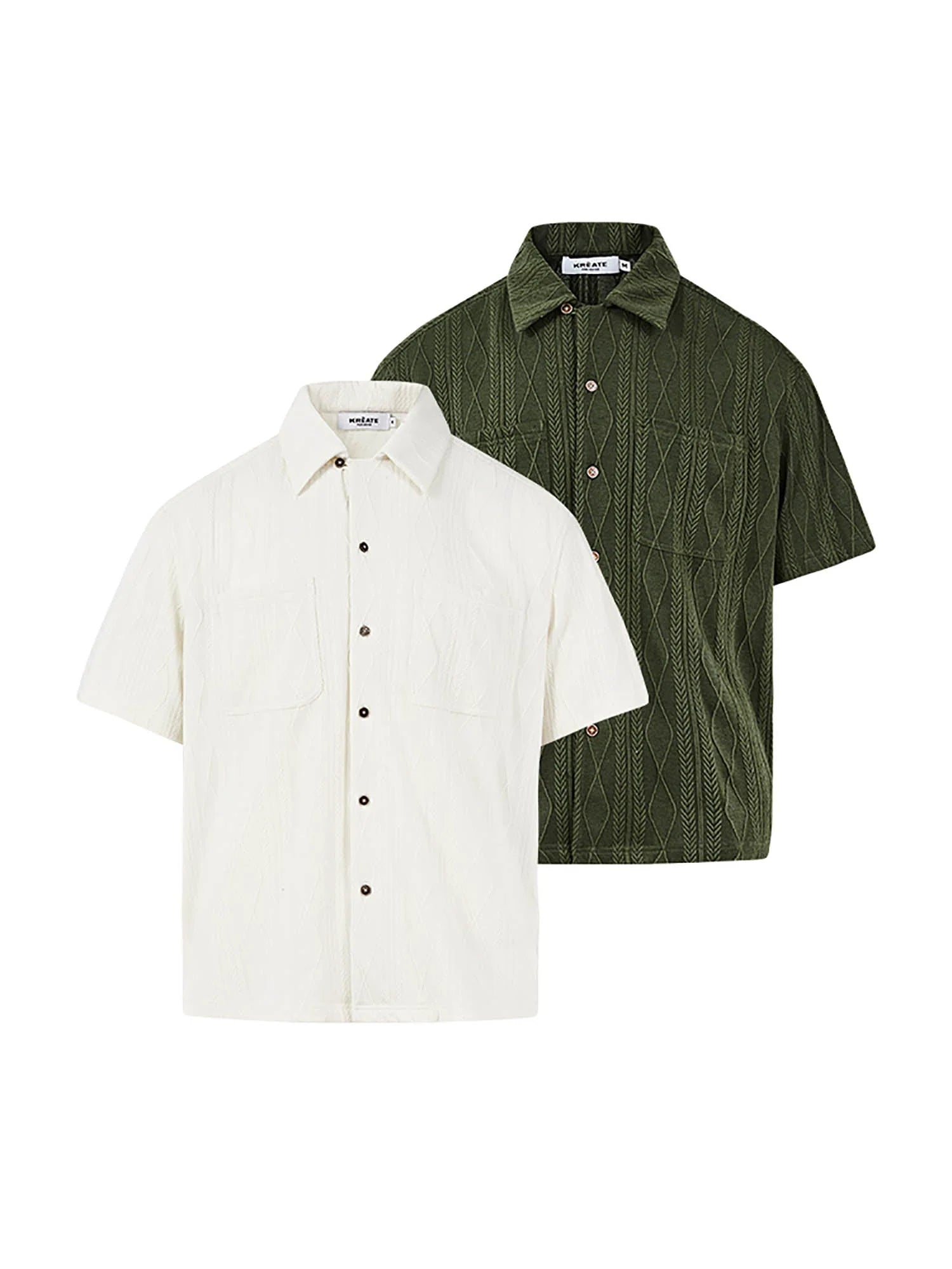 KREATE Cable-Jacquard Pocket Cuban Half Shirt