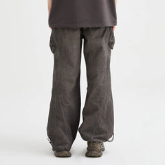 ORGANIC EMOTION Multi-Pocket Crinkled Drawstring Cargo Pants