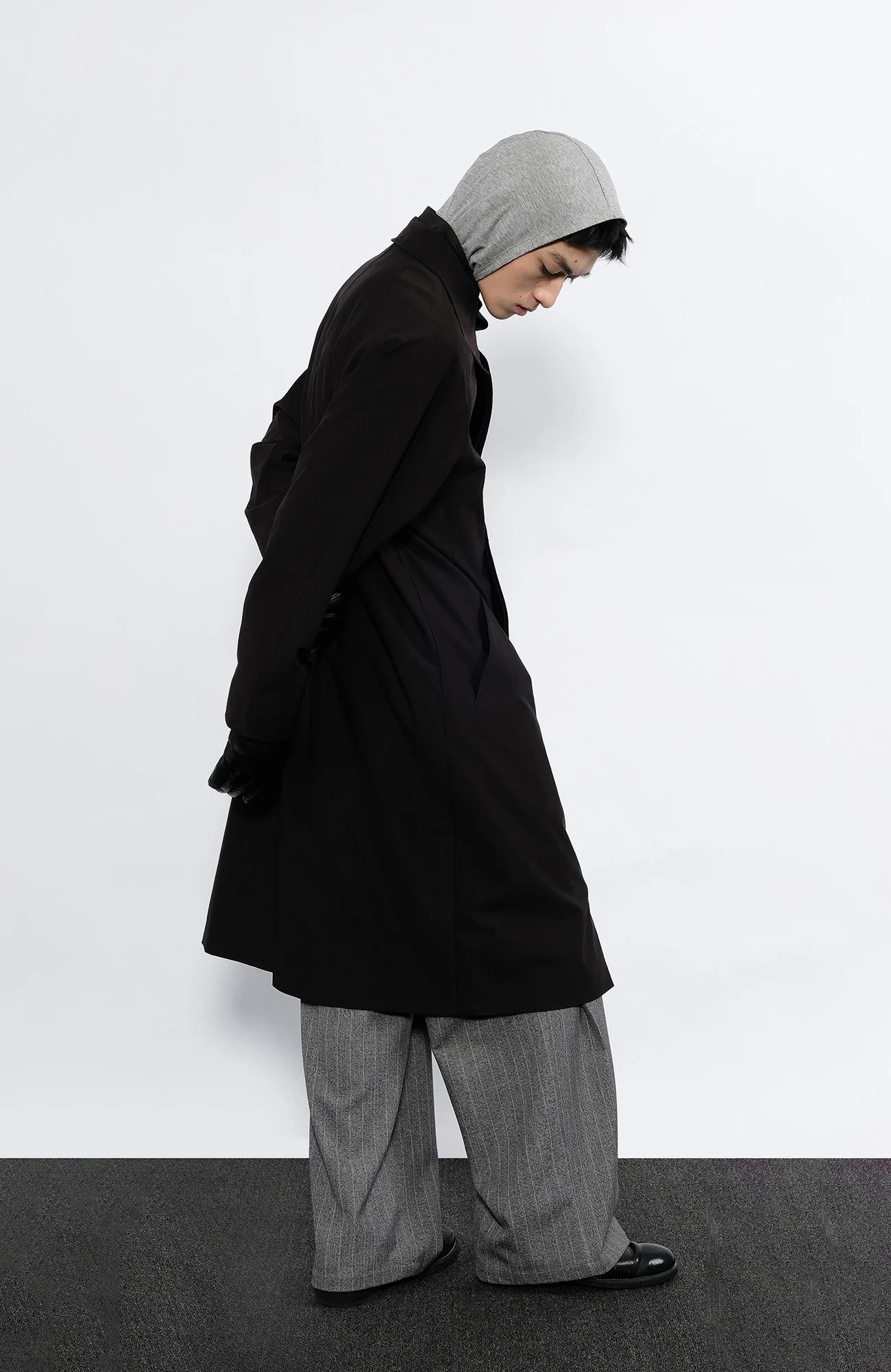 7440 37 1 Arc Placket Dual-Collar Contrast Interior Coat