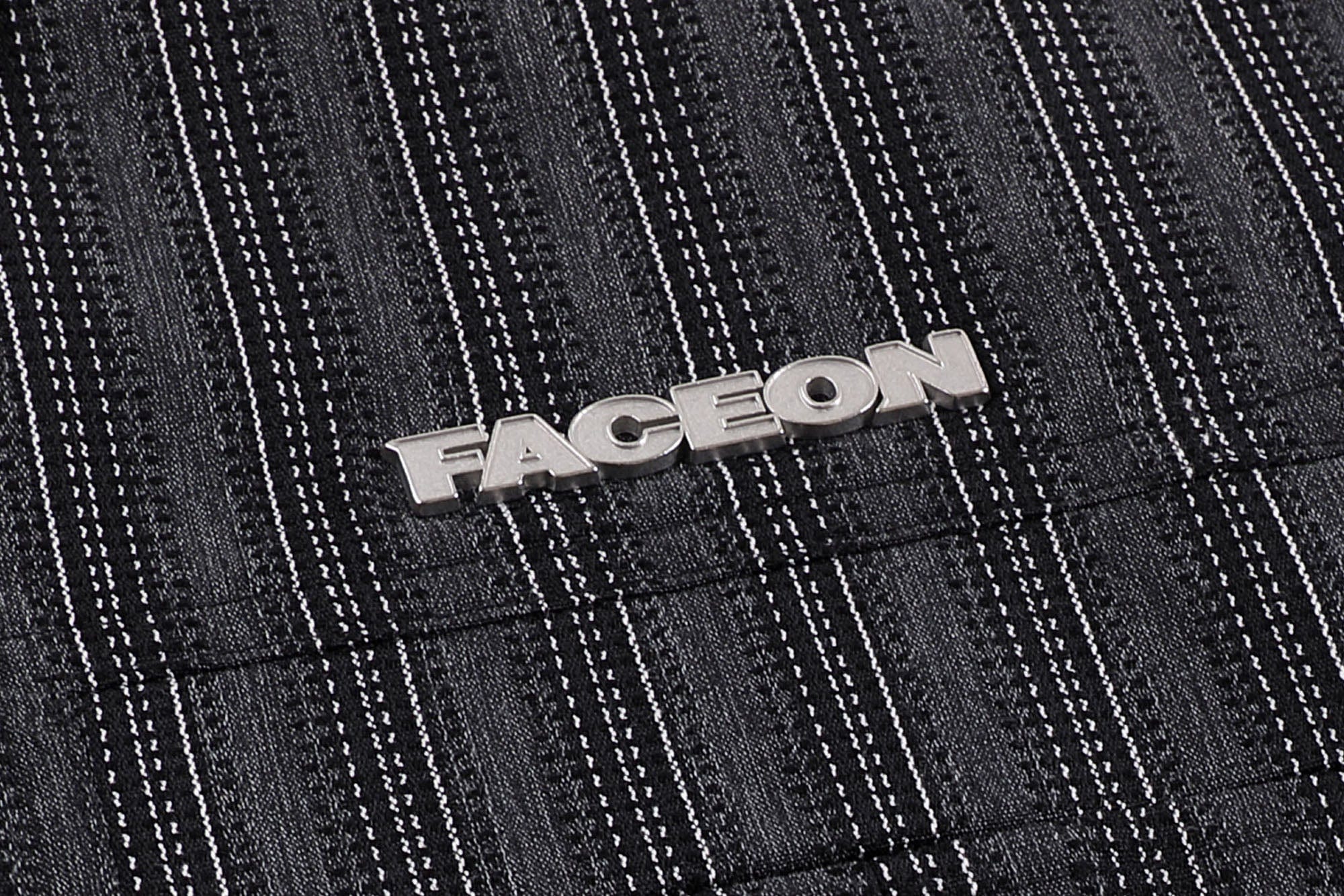 FACEONLAB Retro Textured Contrast Stripe Half Shirt
