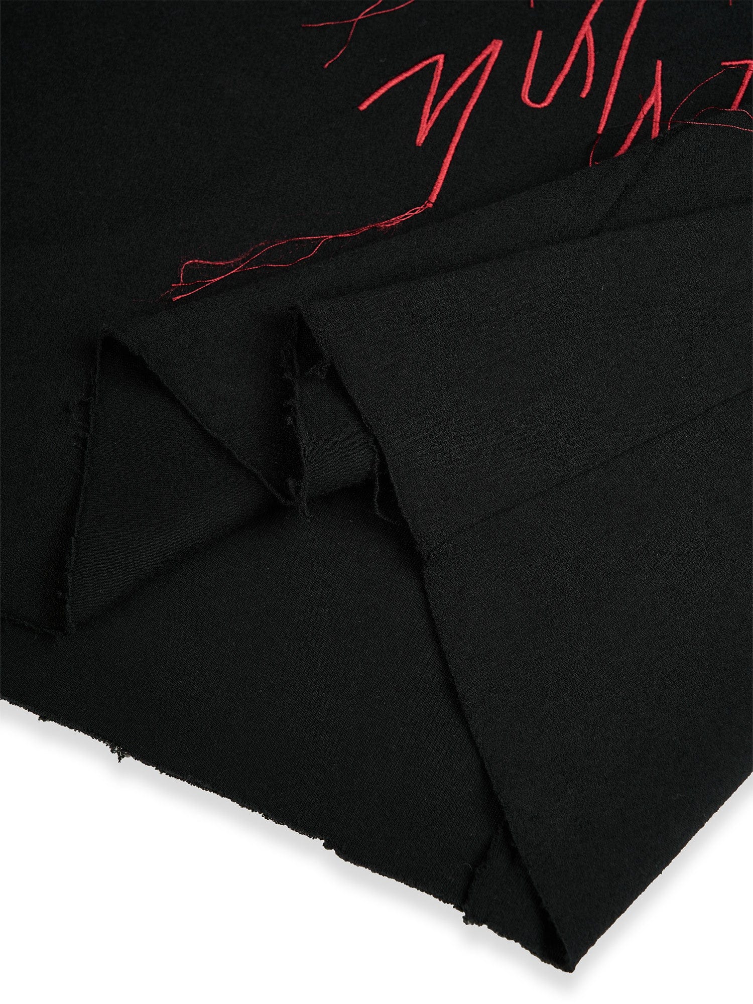 FLYERRER Cross-Panel Contrast Frayed Embroidered Long-Sleeve Tee
