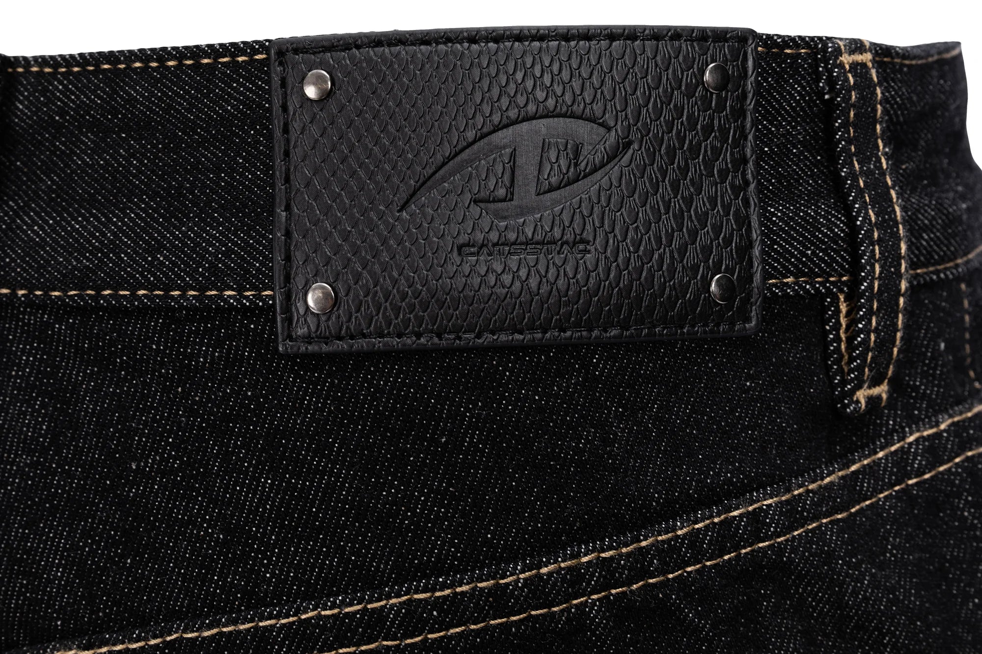 CATSSTAC Contrast Stitch Paneled Raw Jeans