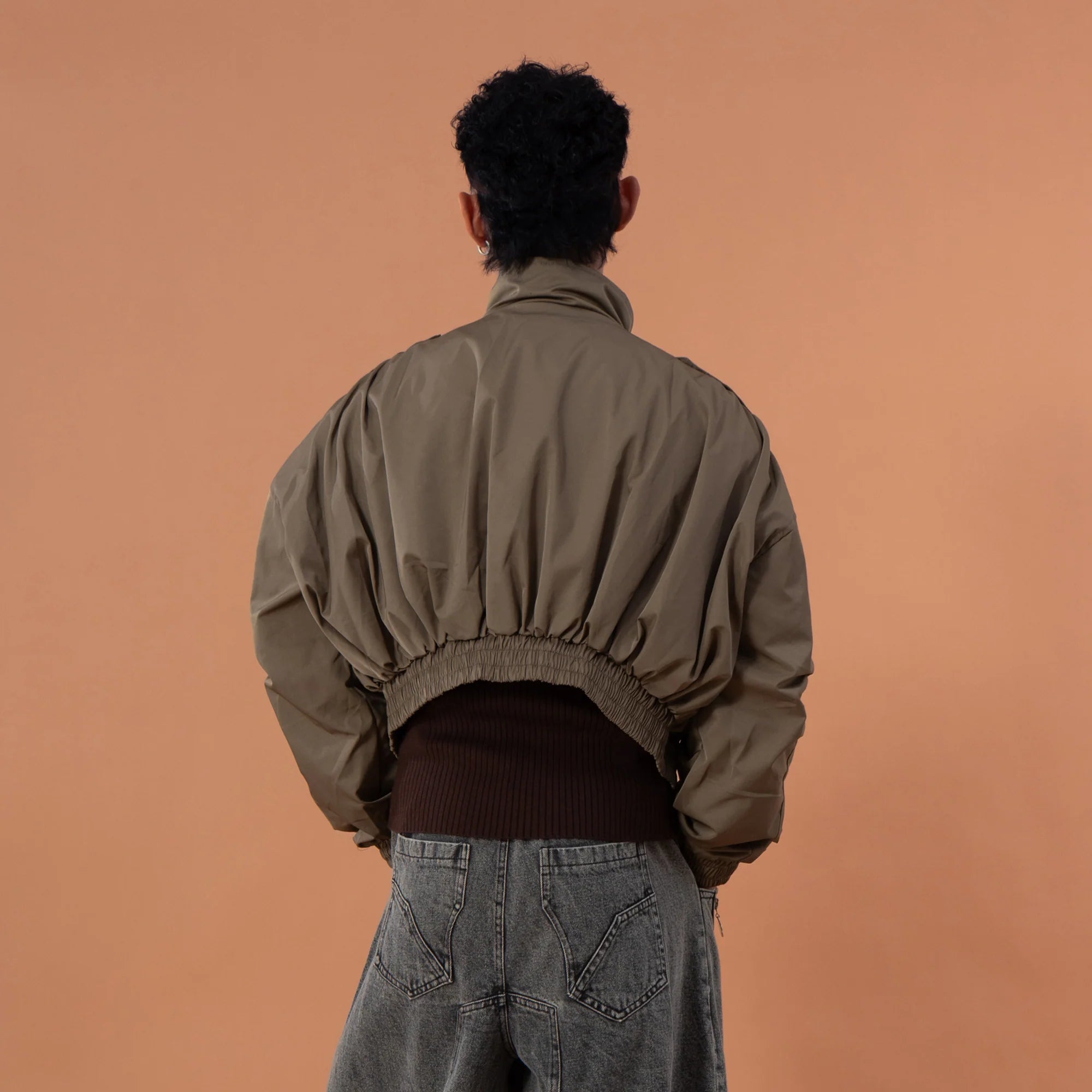 CLP Elastic-Waist Cropped Utility Jacket