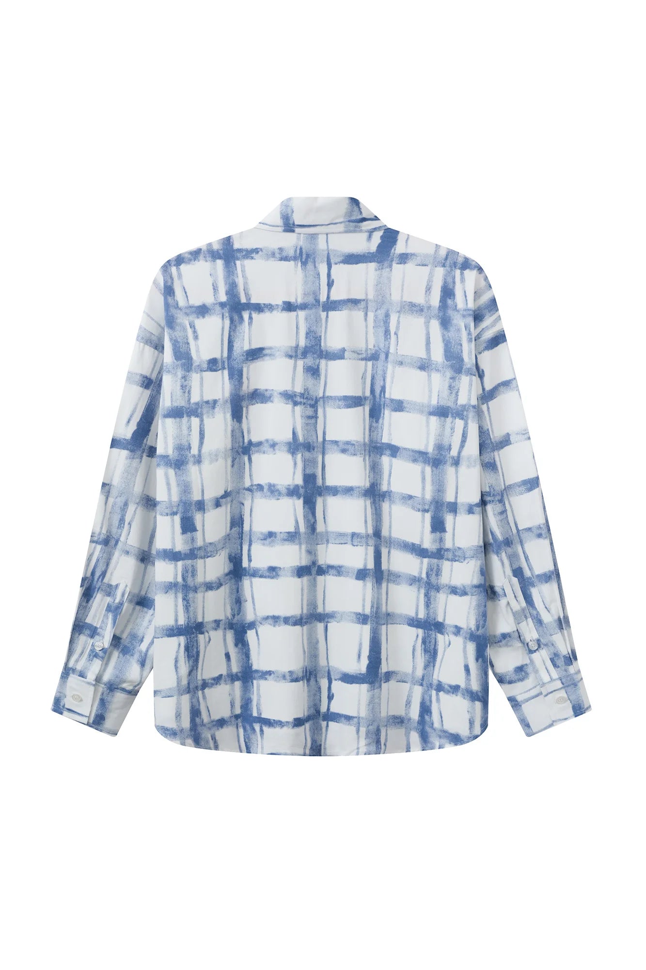 OVERLAPS Brush-Paint Grid Oversized Shirt