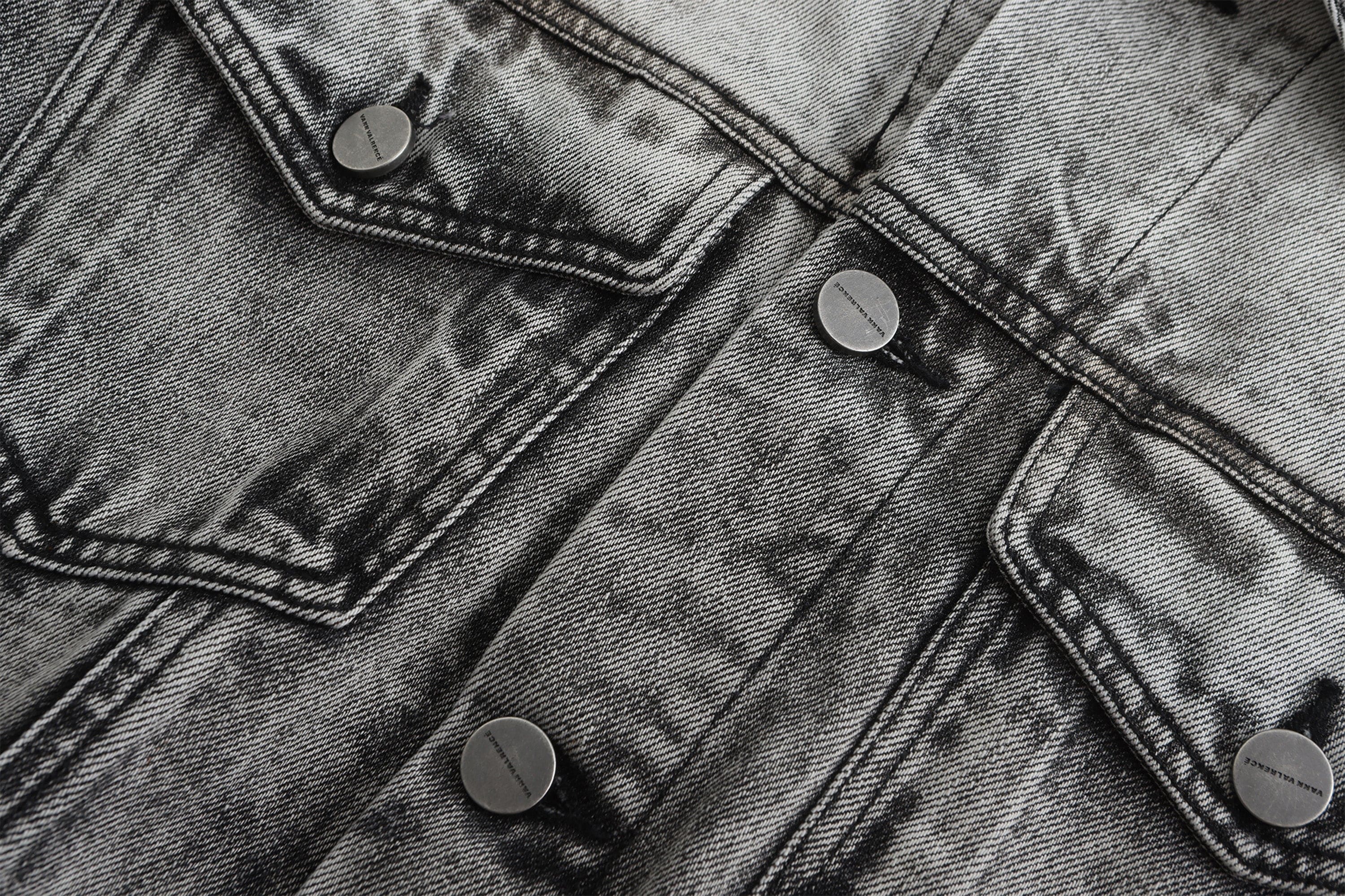 VANN VALRENCE Structural Panel Acid-Washed Oversized Denim Jacket