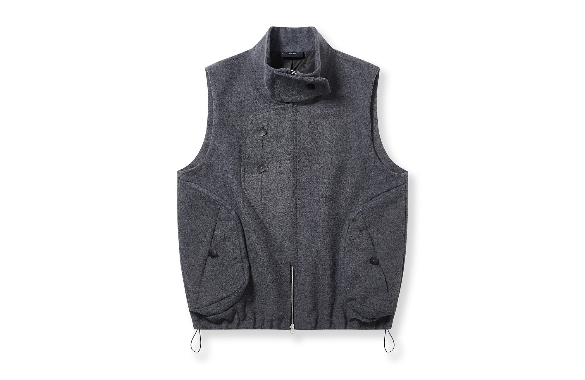7440 37 1 Asym Placket Drawstring Hem Padded Vest