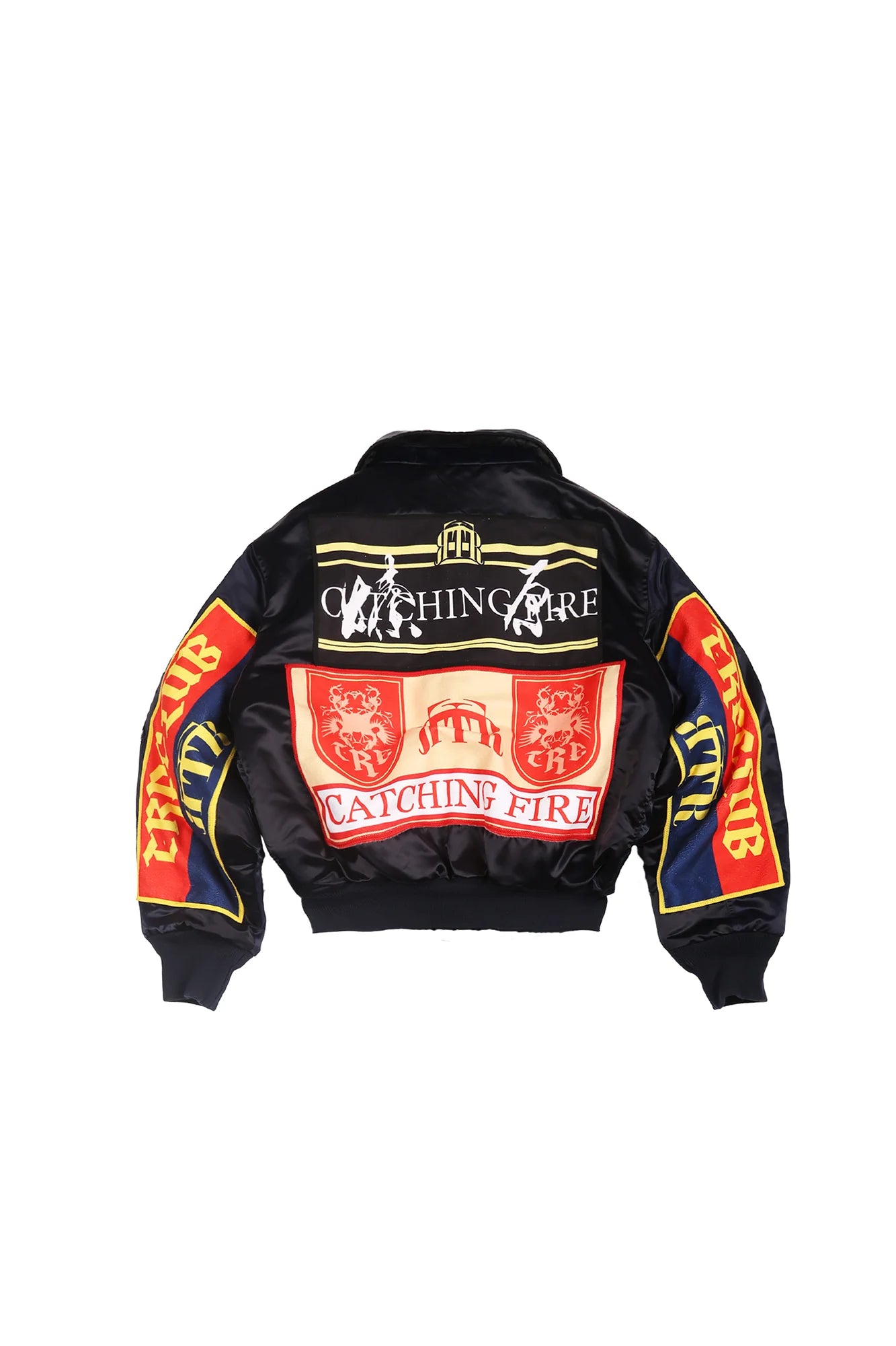 TRECLUB Contrast Graphic Embroidered Patch Bomber