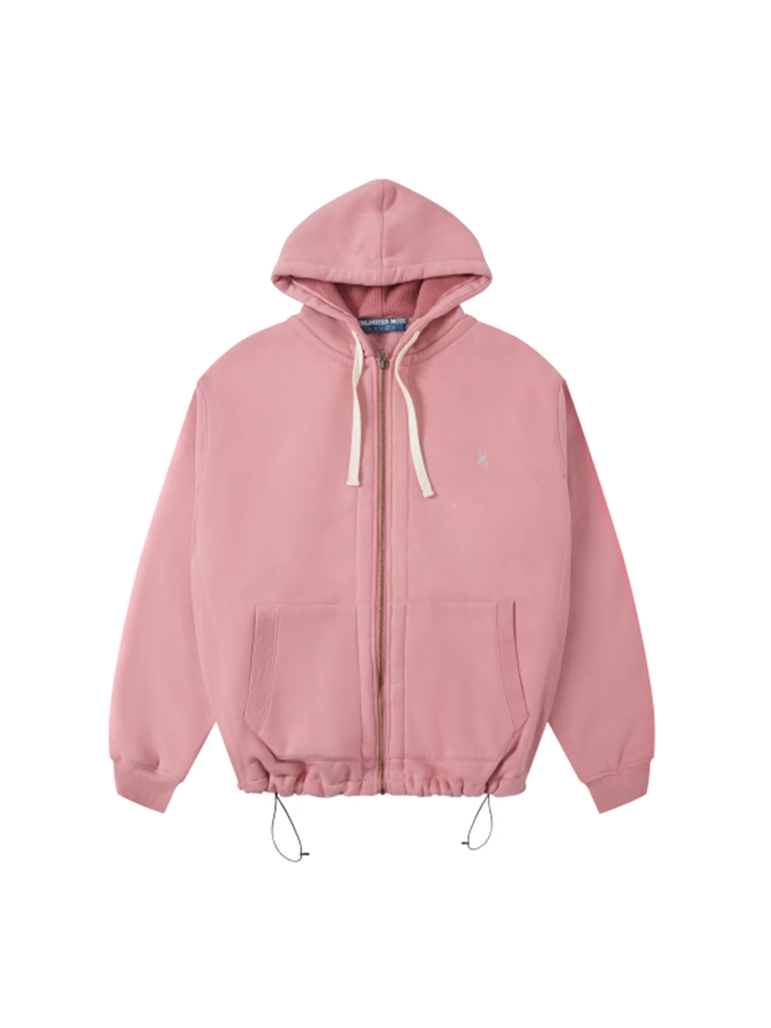 UNLIMITED MOTE Embroidered Waffle Lining Drawstring Hood Jacket