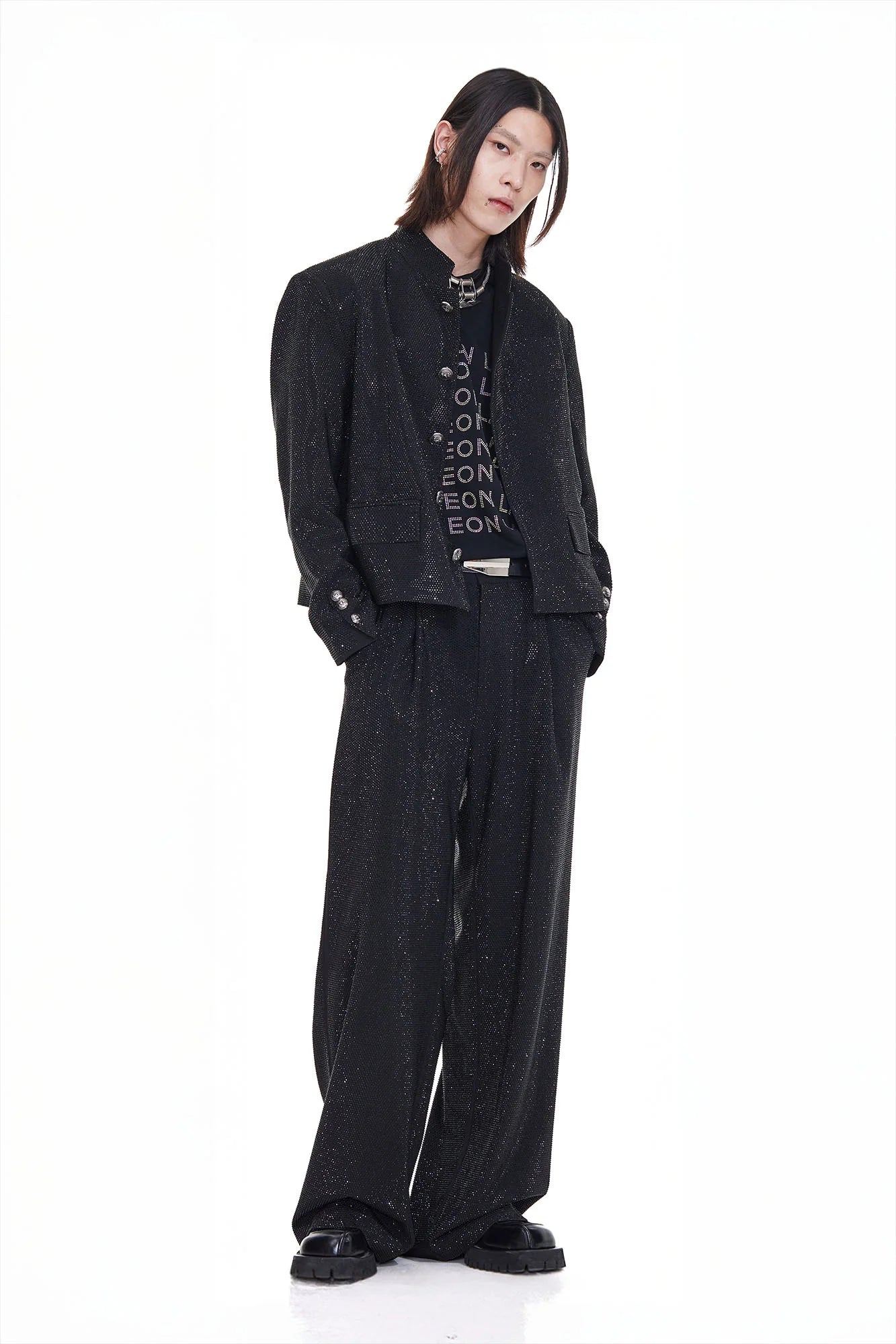 FACEONLAB Diamond LOGO Back Mandarin Collar Jacket