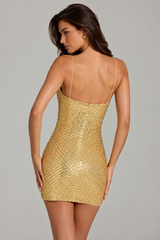 Embellished Mini Dress in Gold