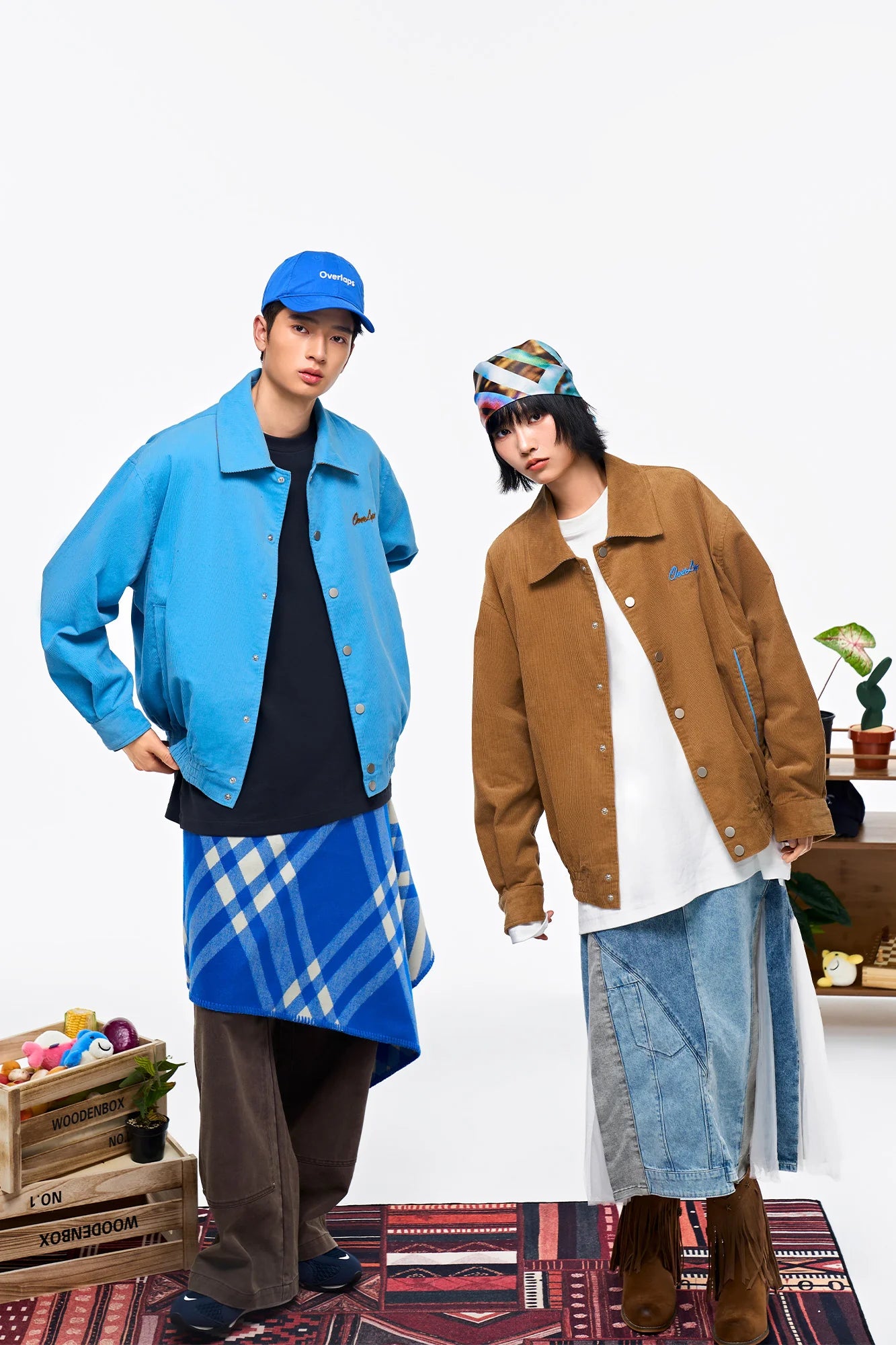 OVERLAPS Embroidered LOGO Utility Snap Jacket