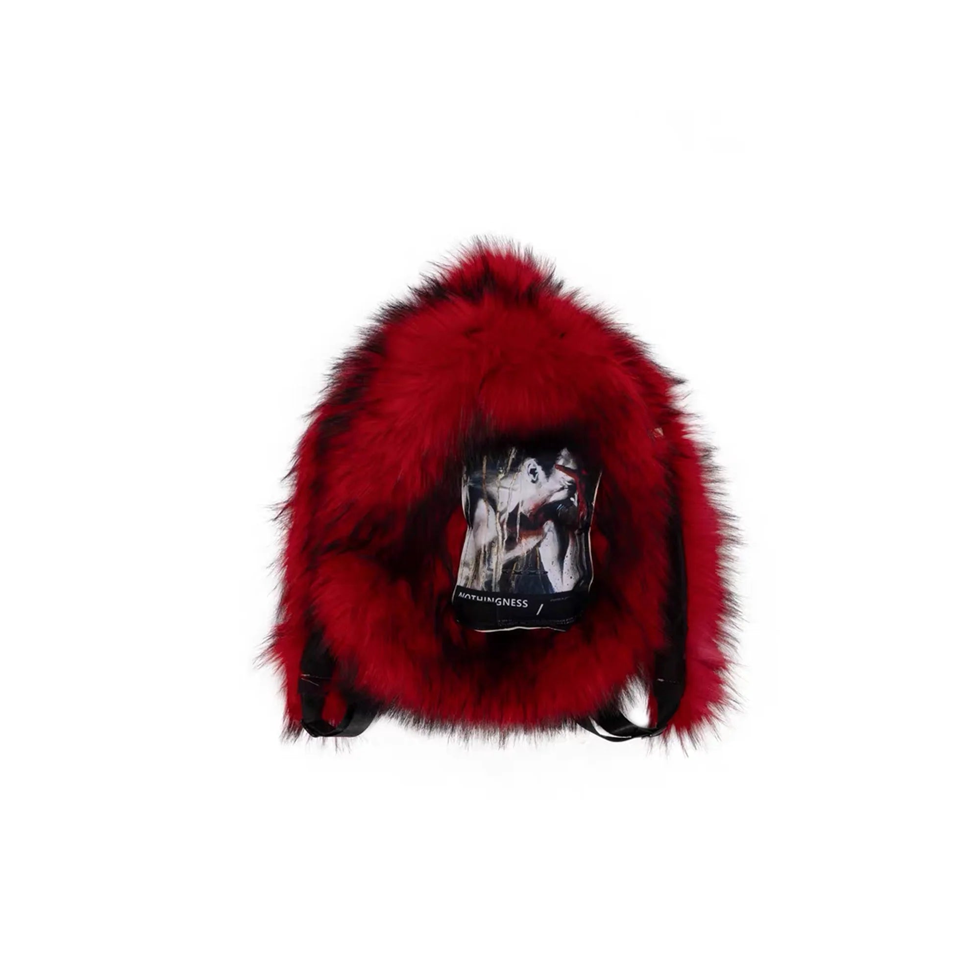 NOTHINGNESS WORLD Shaggy Faux Fur Graphic-Patch Backpack