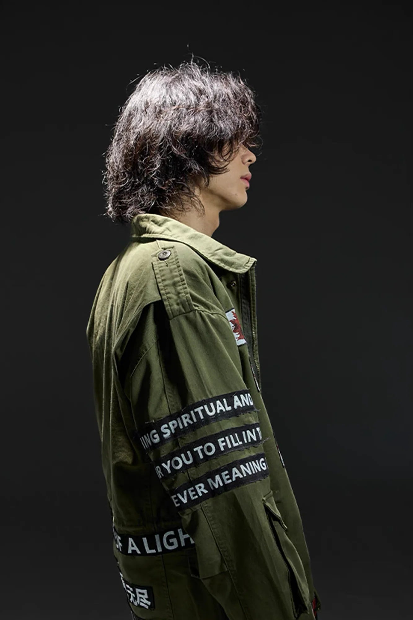 NOTHINGNESS WORLD Slogan Patchwork Multi-Pocket Utility Jacket