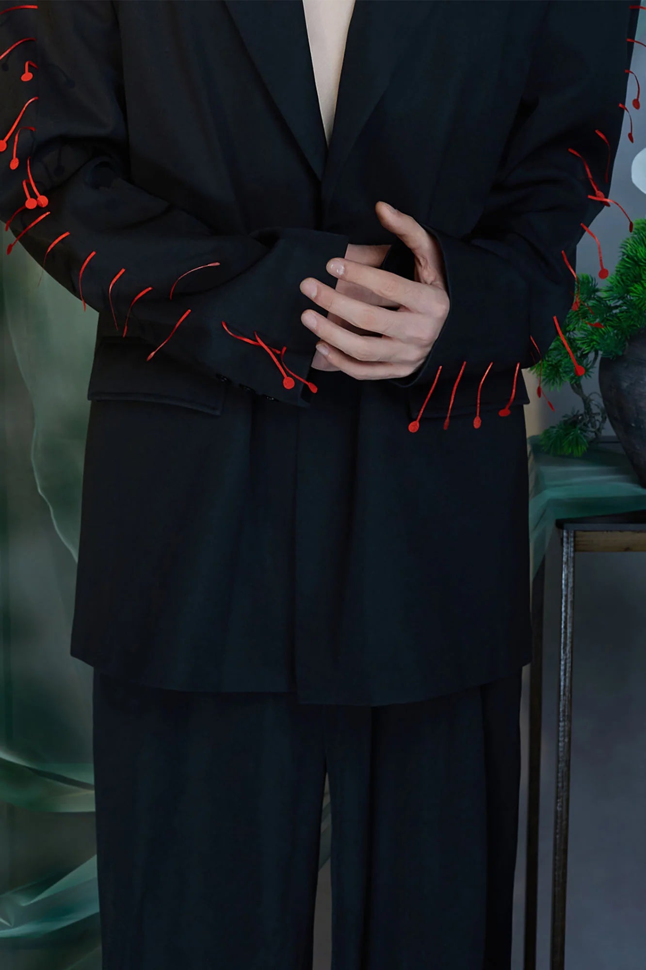 JIECHI Spiked Embellished Oversized Blazer