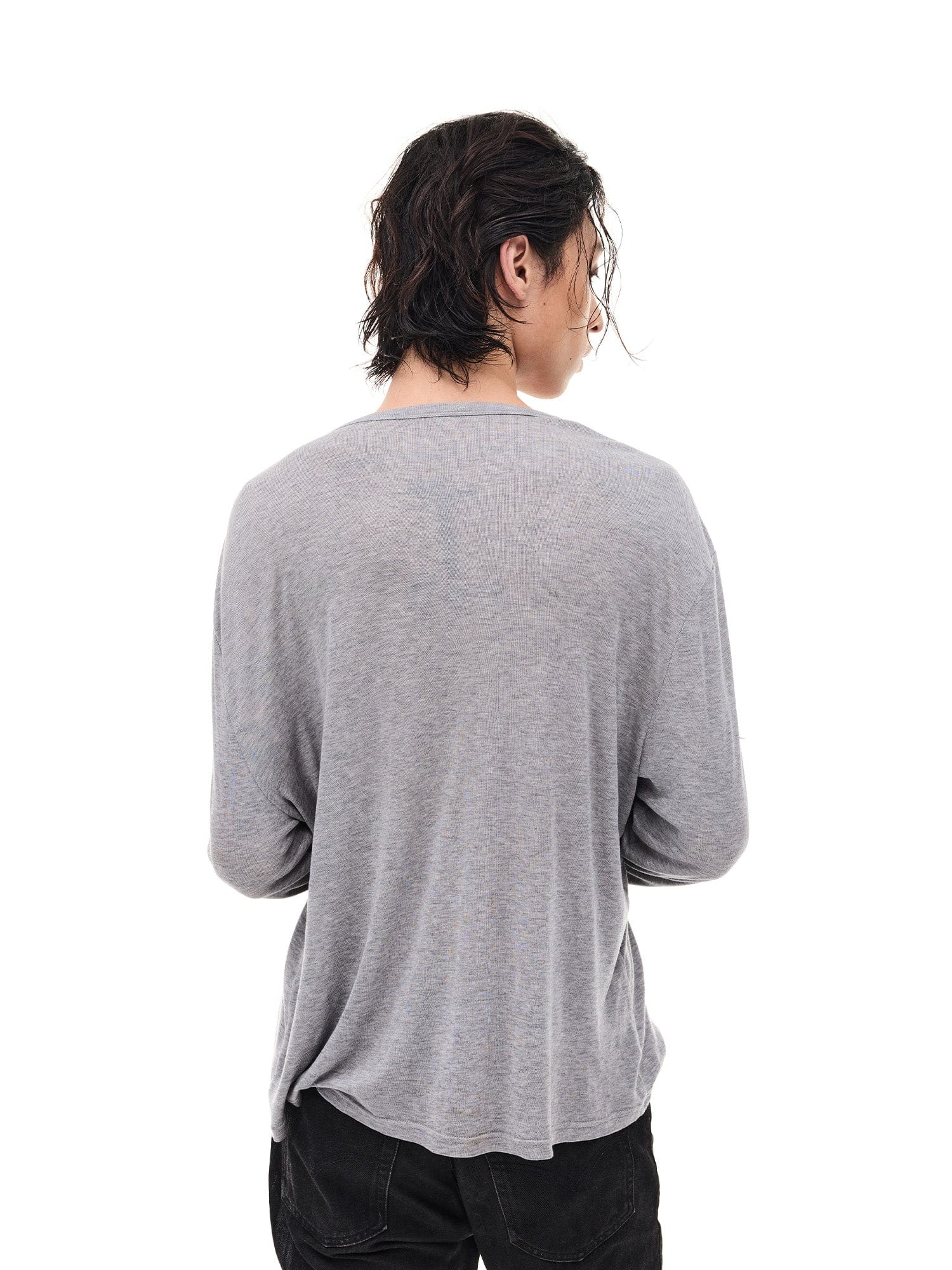 WHISTLEHUNTER Merino-Tencel Henley Graphic Long-Sleeve Tee