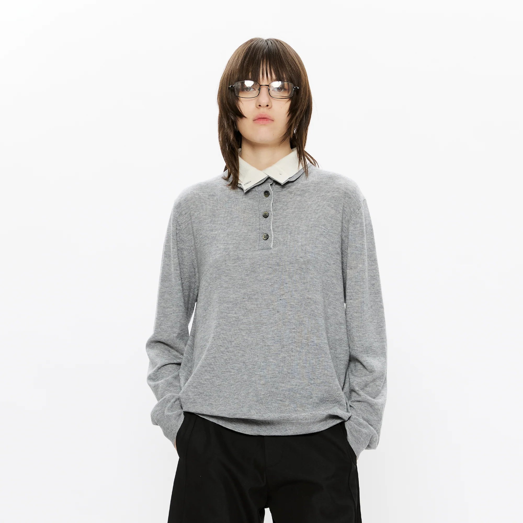 KREATE Double-Collar Wool-Blend Knit Polo