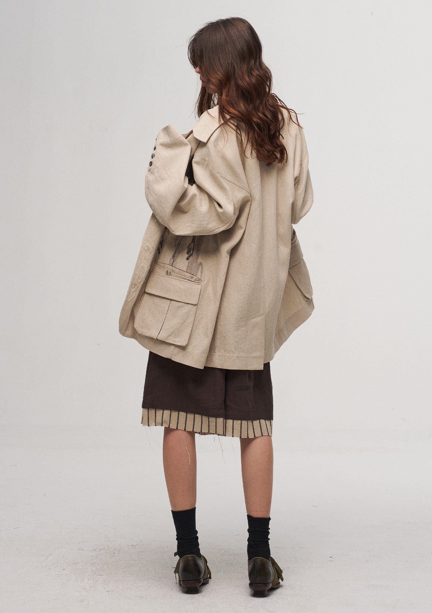 ILNya Nieternite Nifutur Ink Portrait Cotton-Linen Jacket