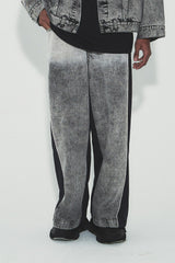 VANN VALRENCE Washed Contrast-Panel Wide-Leg Jeans