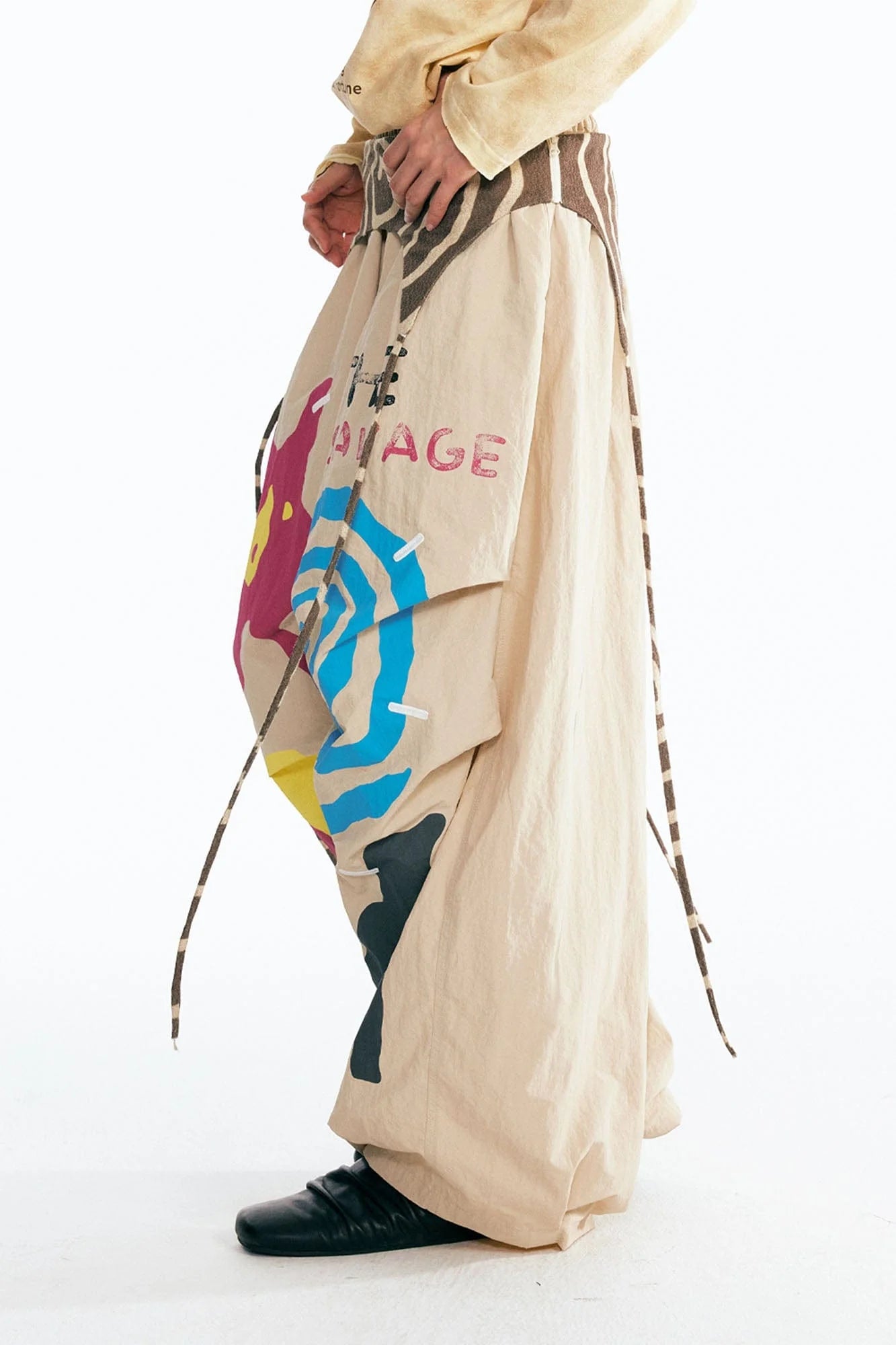 1997 POSTOFFICE Tribal Spiral Waist-Panel Parachute Pants