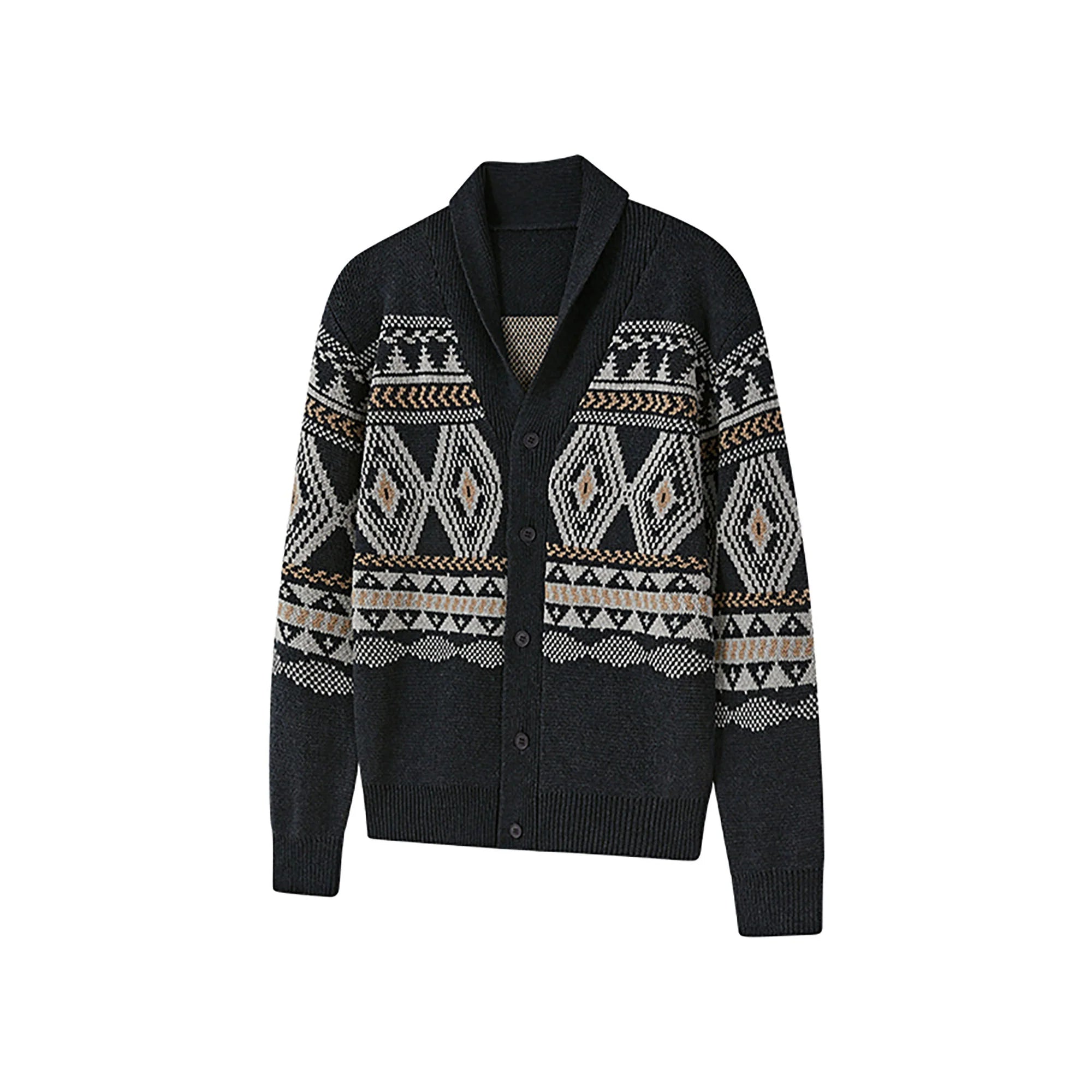 KREATE Fair Isle Shawl Collar Cardigan