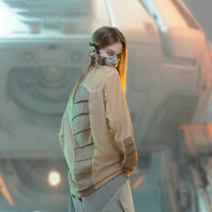 XIPHEVIL Futuristic-Distressed Paneled L/S Tee