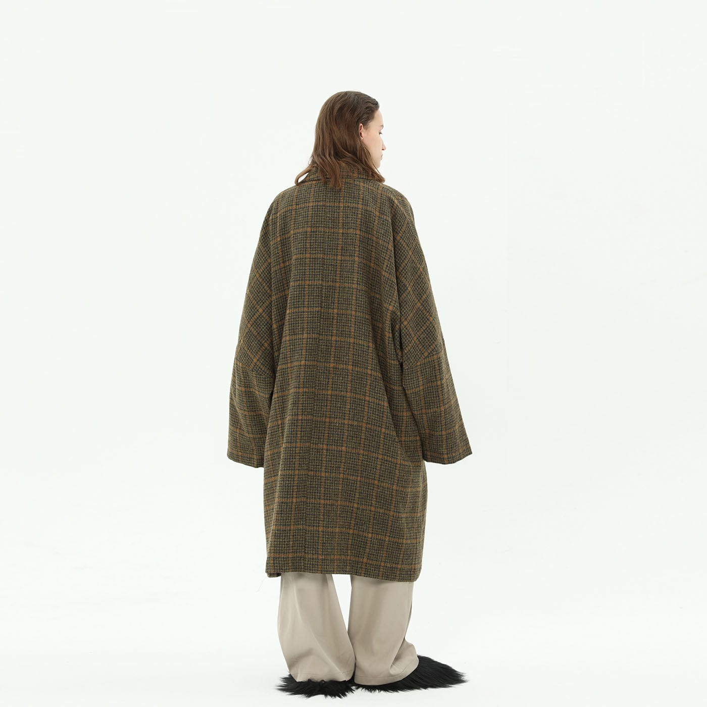 MIICHOUS Plaid Wool Oversized Coat